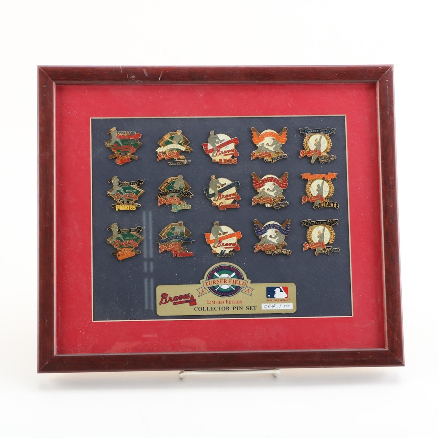 Limited Edition Atlanta Braves Pinback Set in Frame