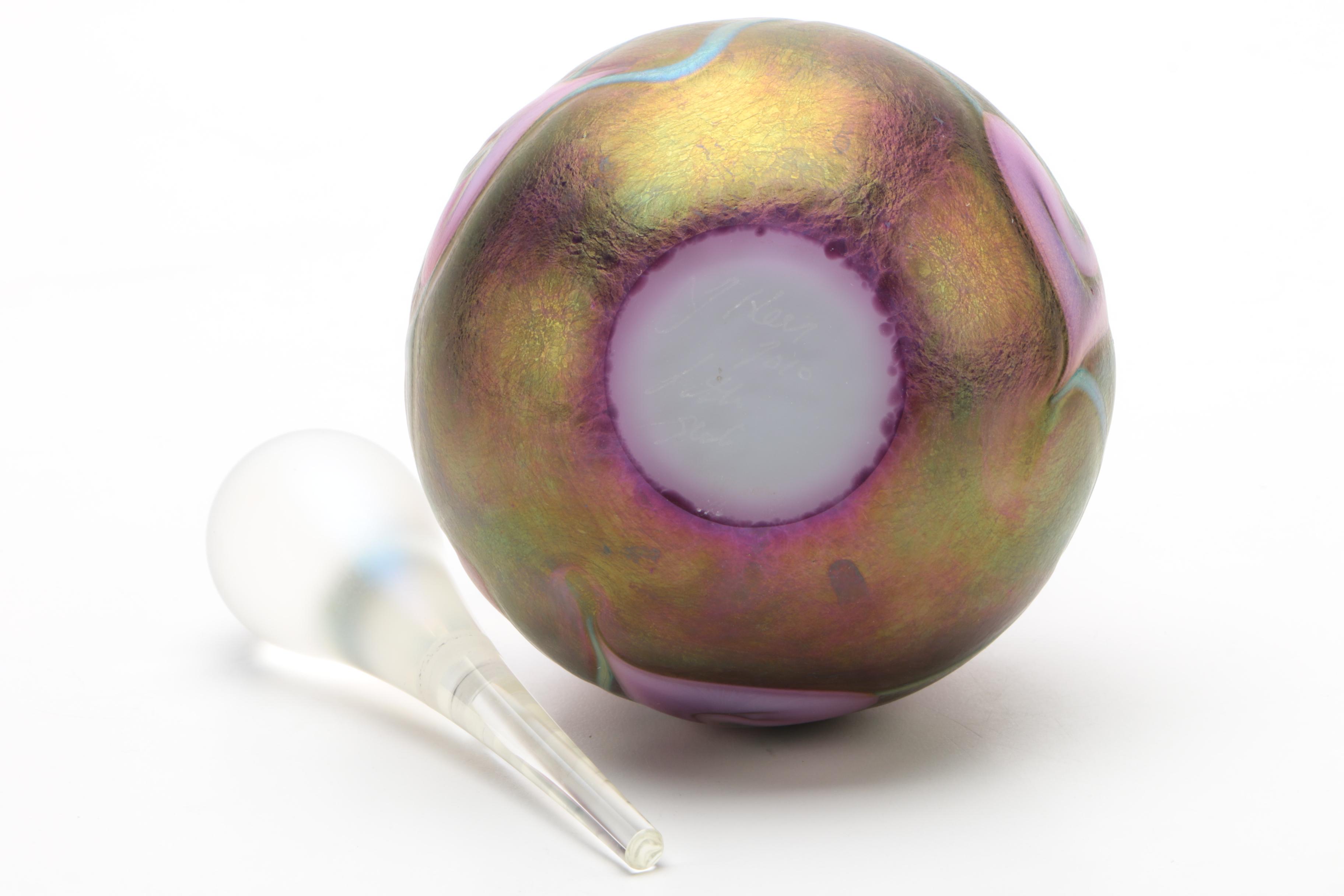 Lotton Studios Art Glass Iridescent Perfume Bottle by Jerry Heer