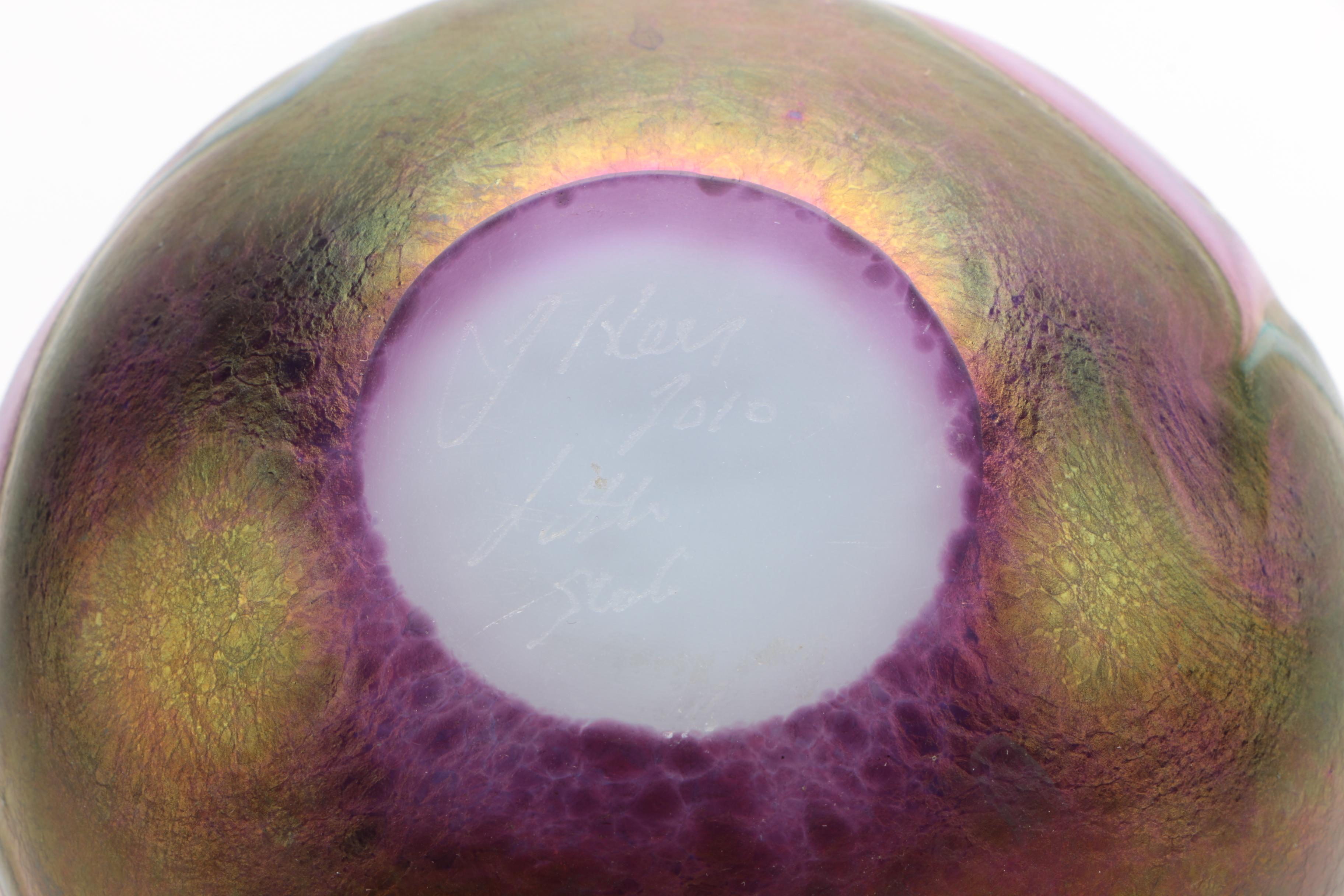 Lotton Studios Art Glass Iridescent Perfume Bottle by Jerry Heer