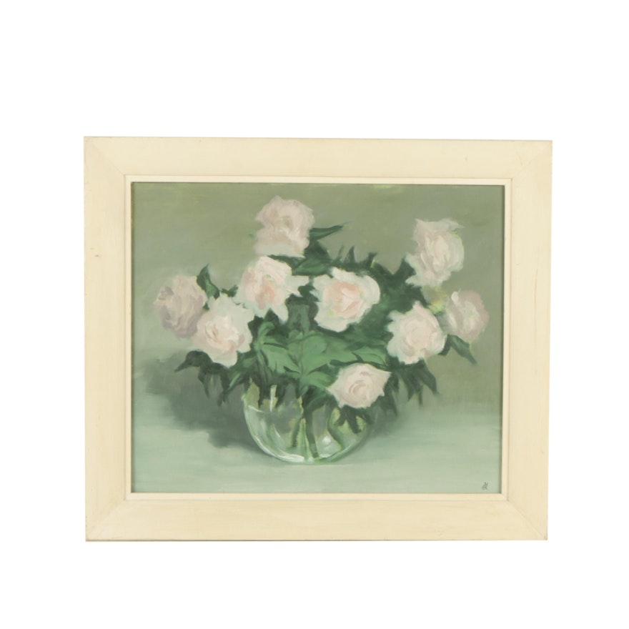 J.H.B. Knowlton Oil Painting "Pink Roses"