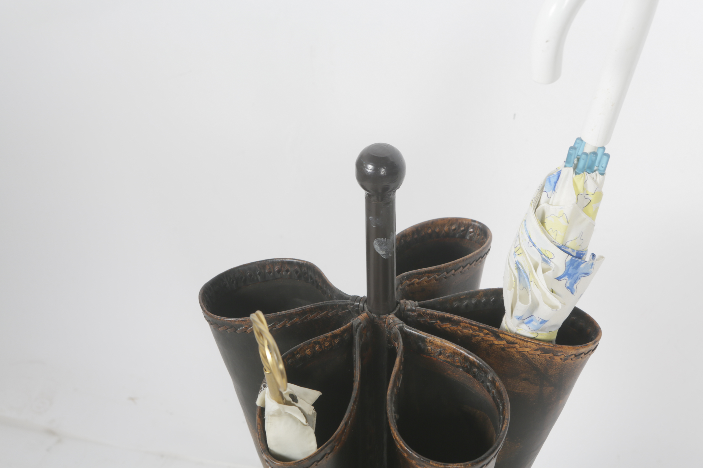 Metal and Leather Umbrella Stand