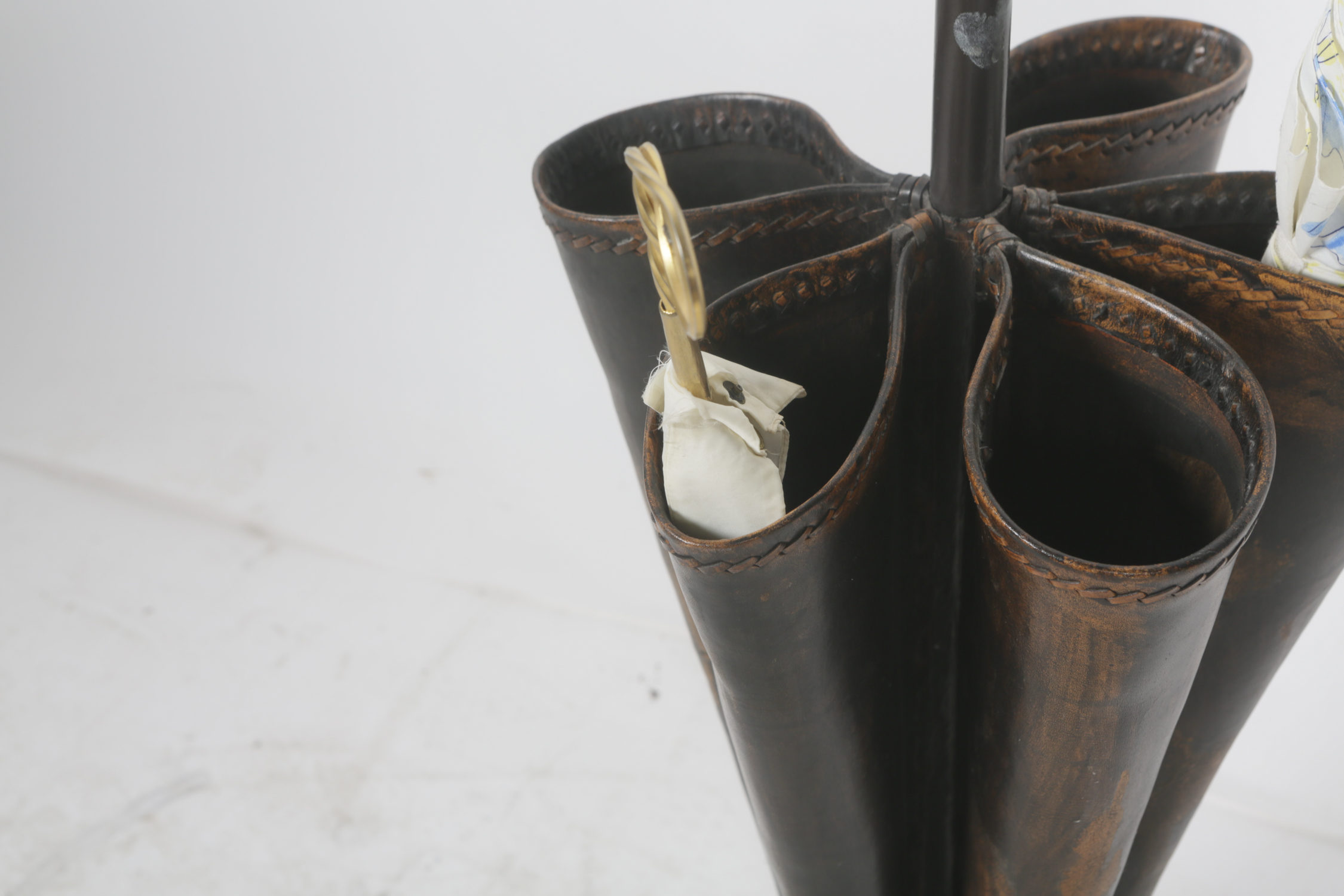 Metal and Leather Umbrella Stand