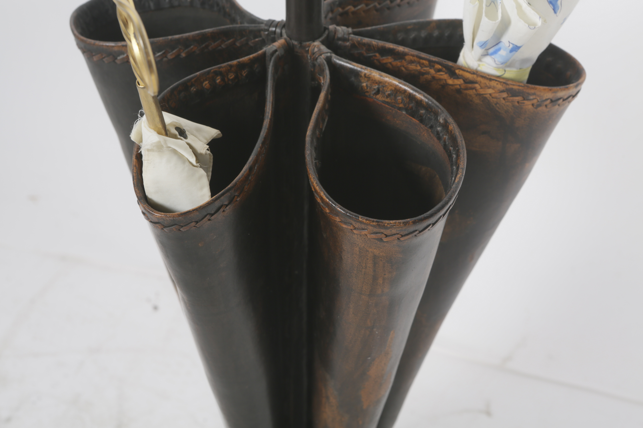 Metal and Leather Umbrella Stand