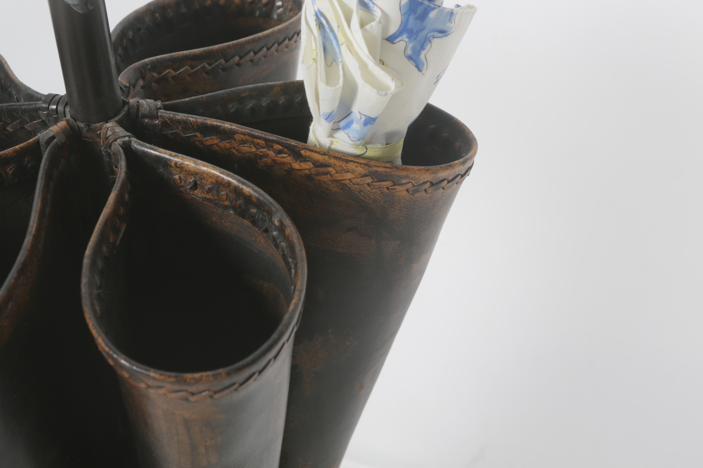 Metal and Leather Umbrella Stand