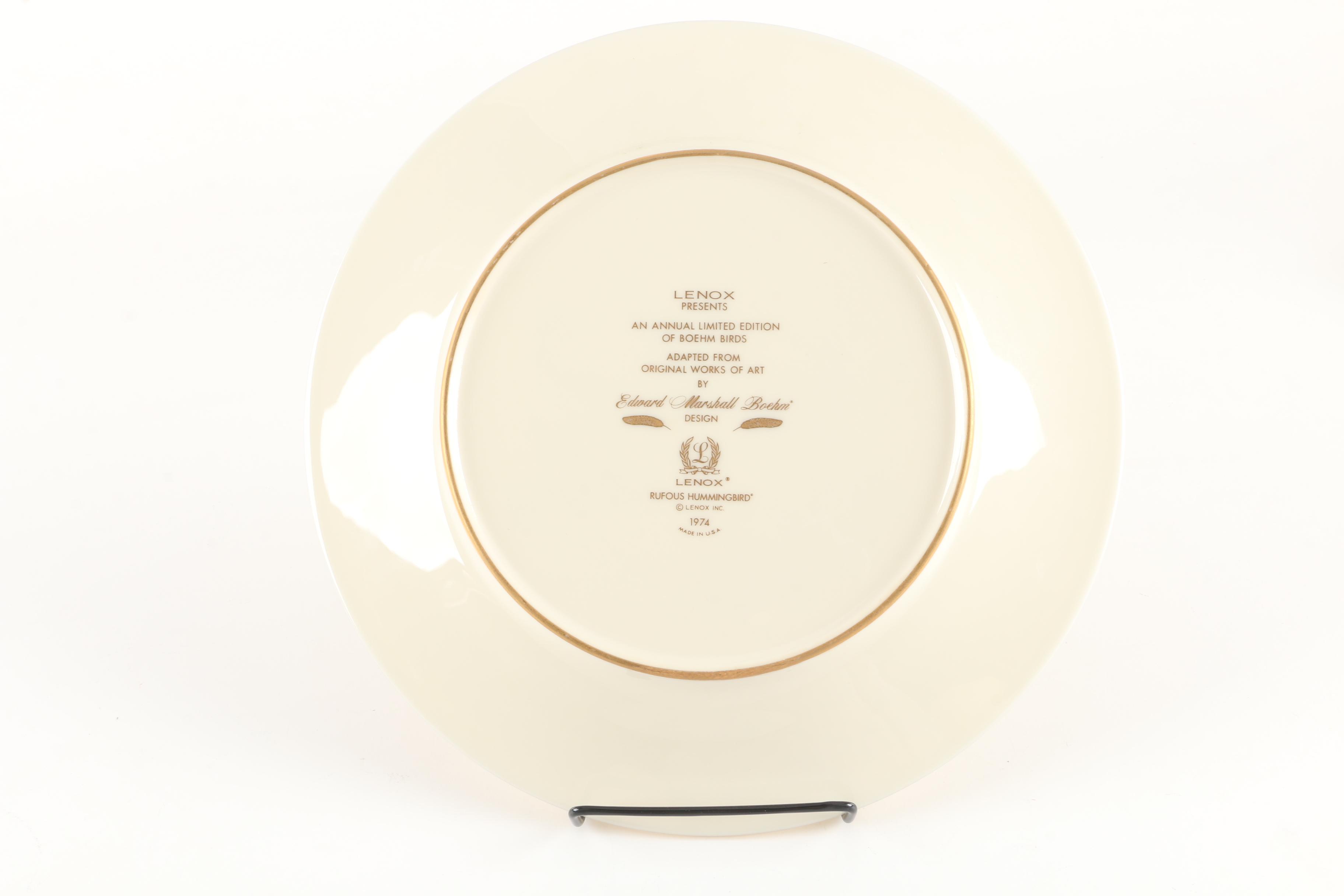 1974 Lenox Limited Edition Boehm Birds "Rufous Hummingbird" Collector Plate