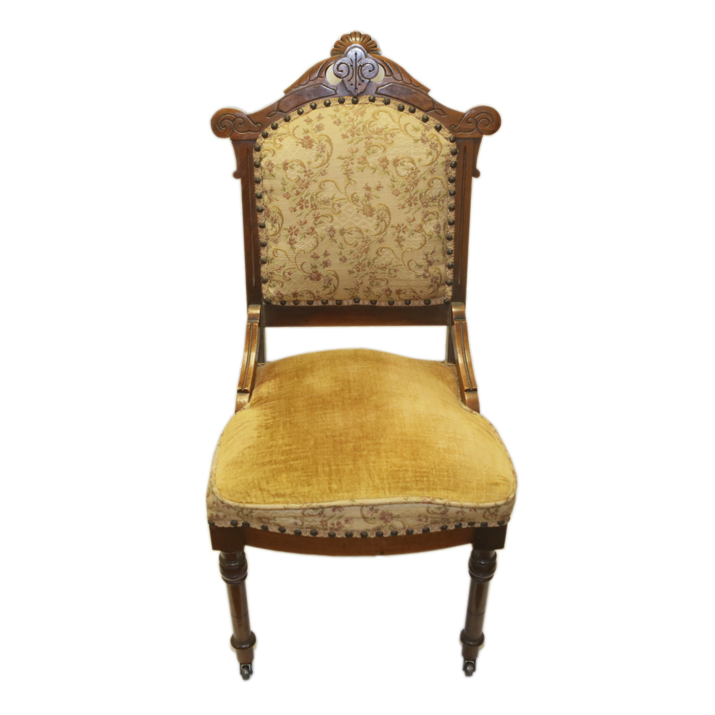 Antique Eastlake Side Chair with Velvet Upholstery