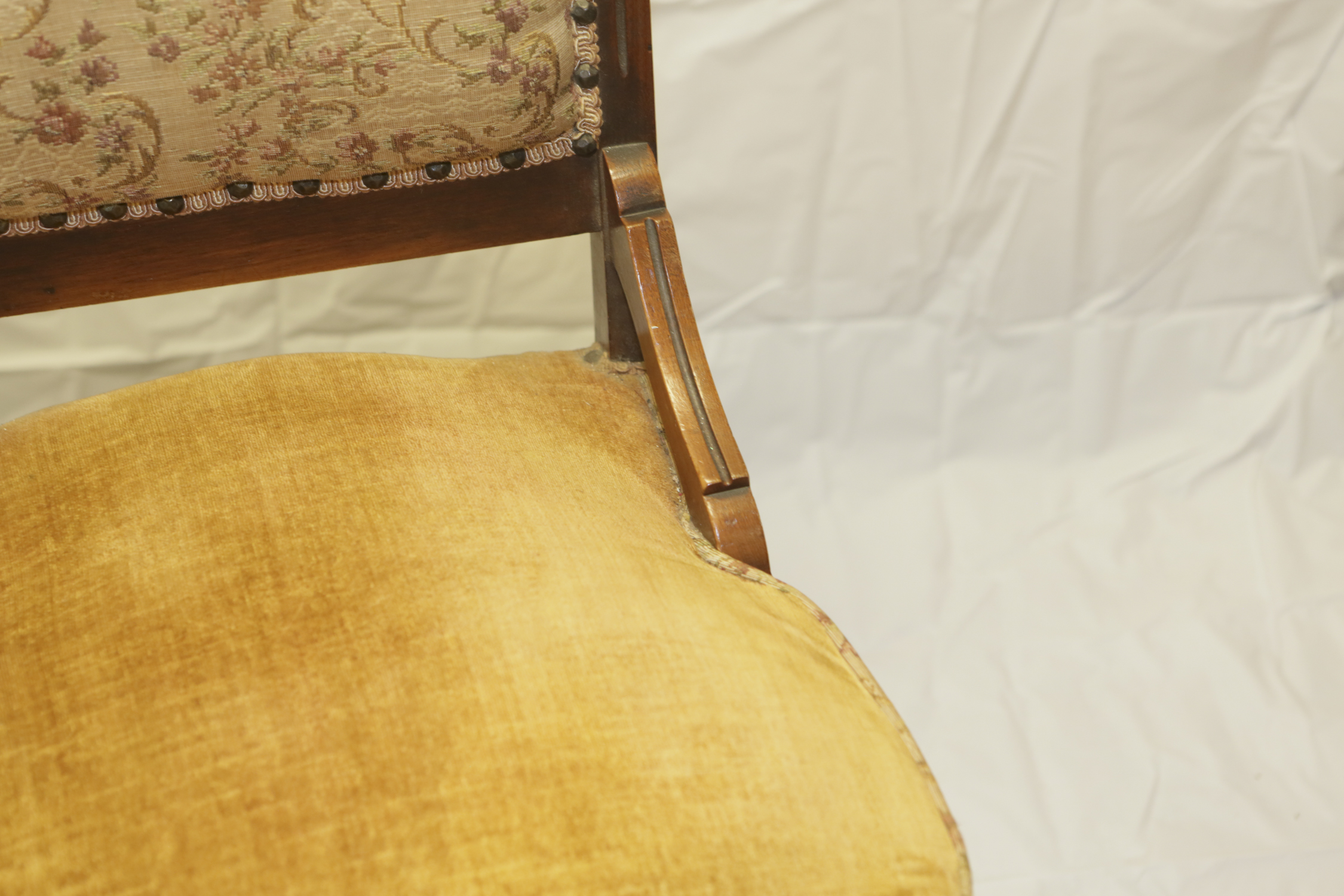 Antique Eastlake Side Chair with Velvet Upholstery