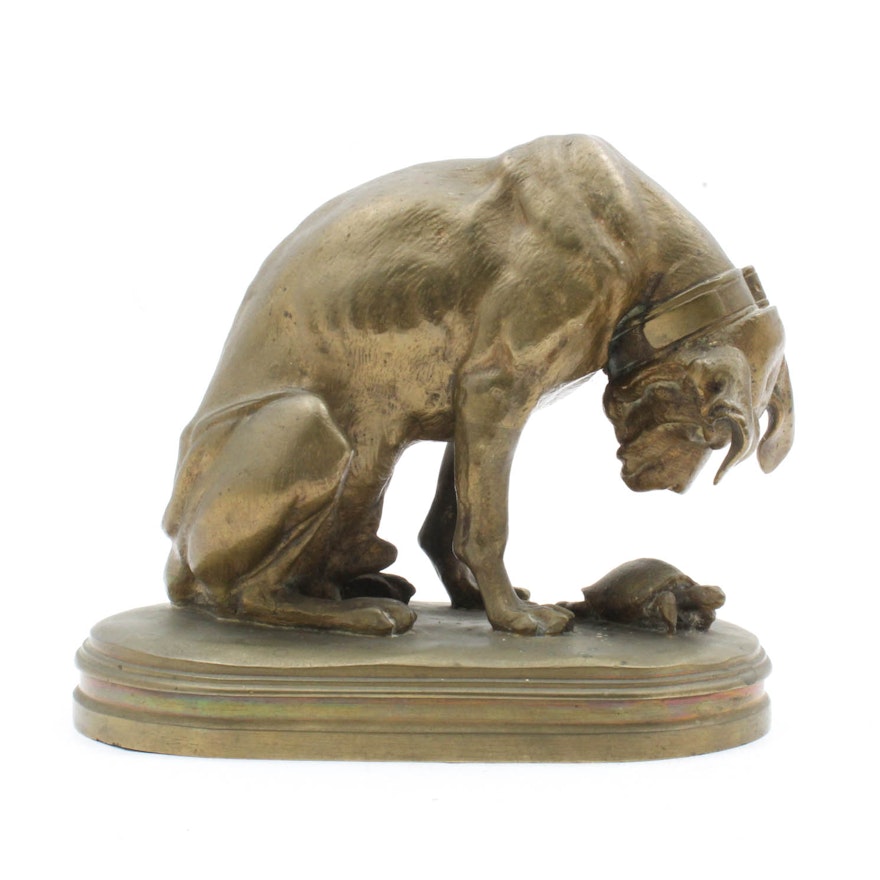 A. Jacquemart Bronze "Hound and Tortoise" Sculpture