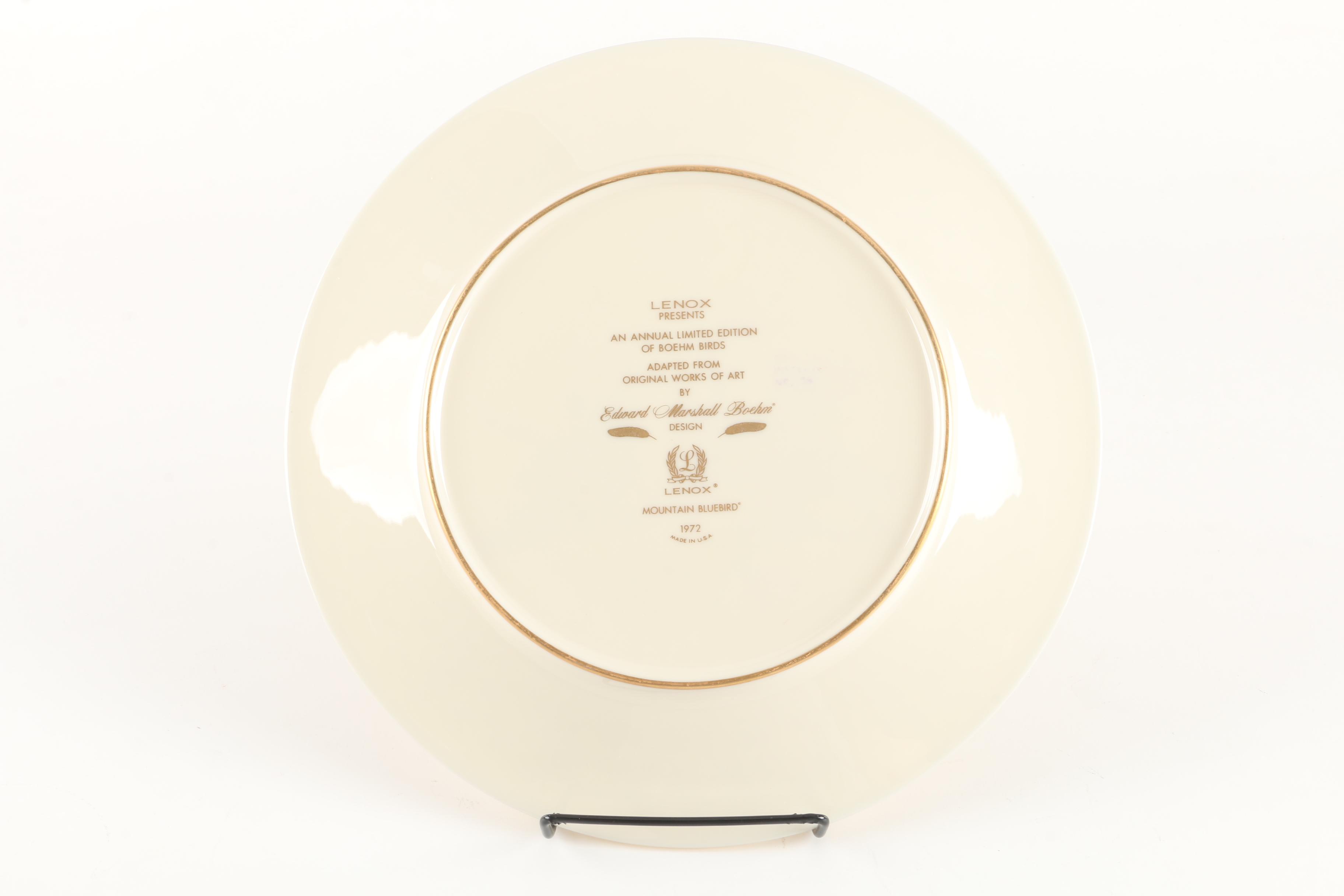 1972 Lenox Limited Edition Boehm Birds "Mountain Bluebird" Collector Plate