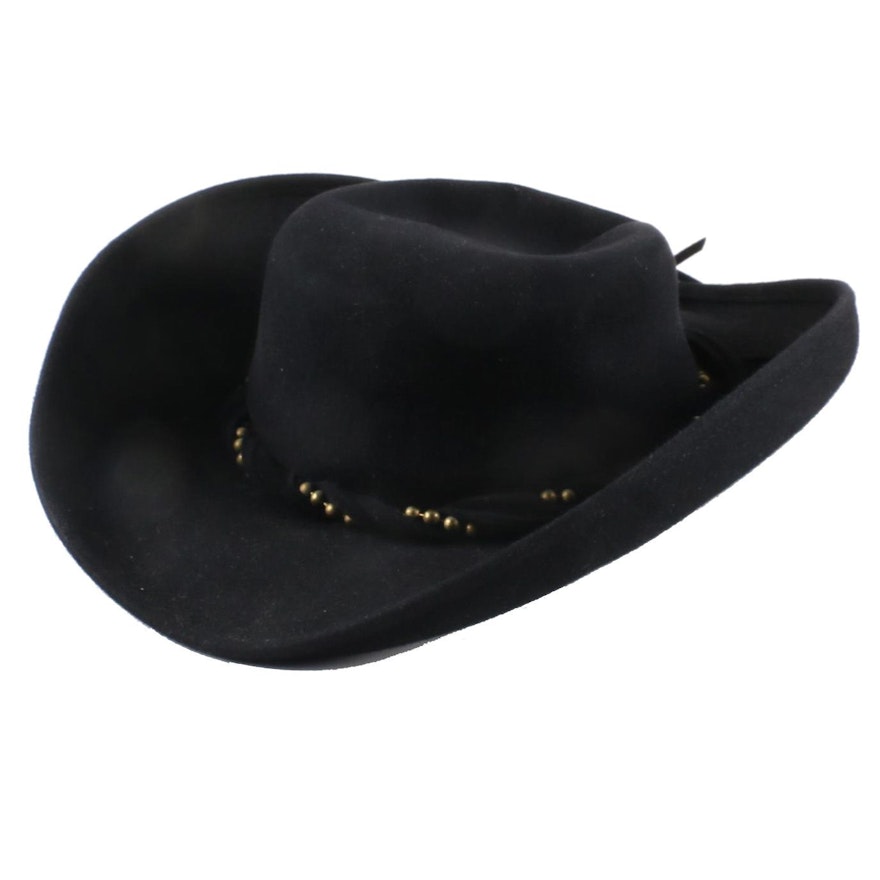 Women's Vintage Frank Olive for Neiman-Marcus Black Felted Wool Hat