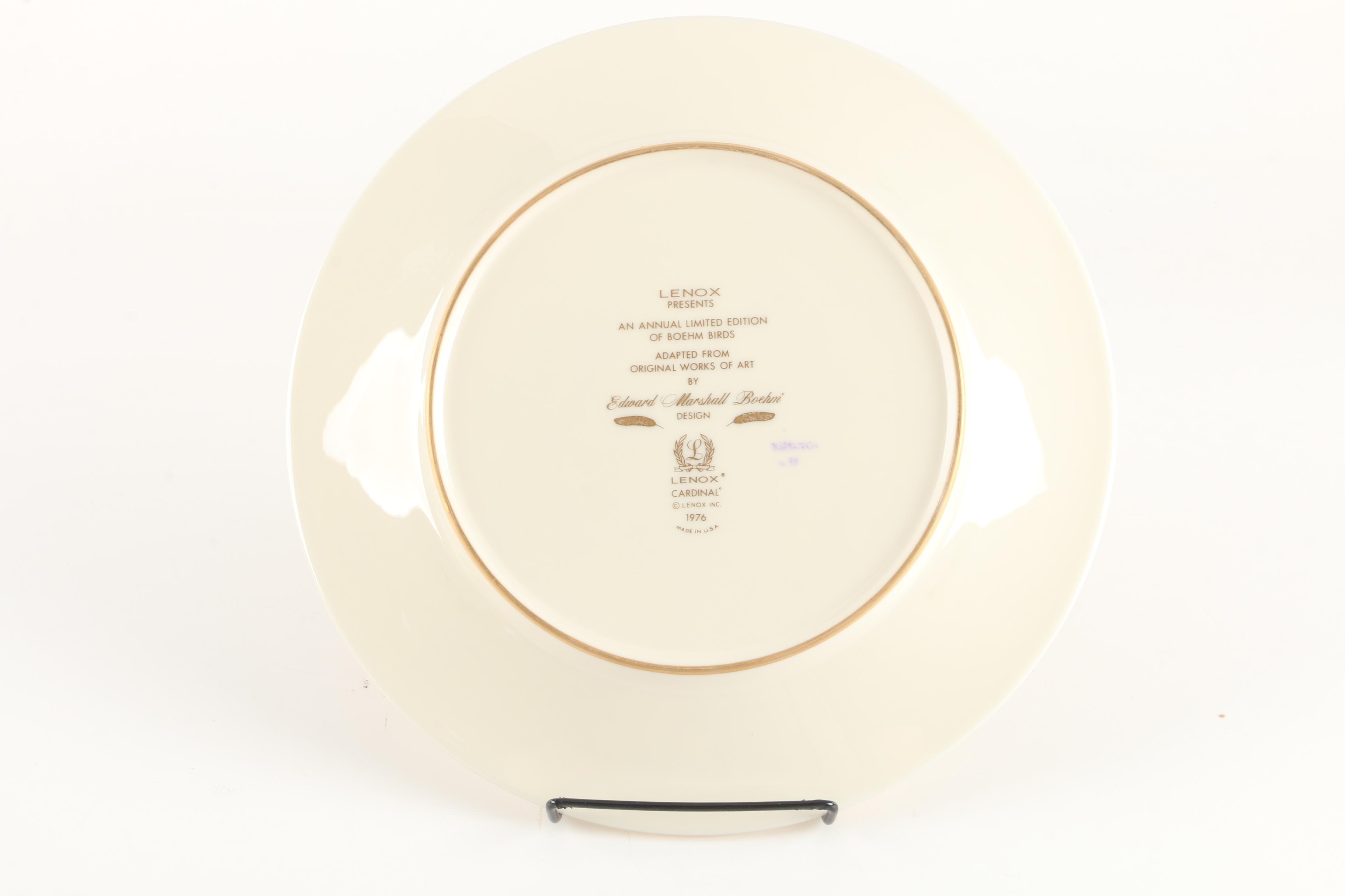 1976 Lenox Limited Edition Boehm Birds "Cardinal" Collector Plate