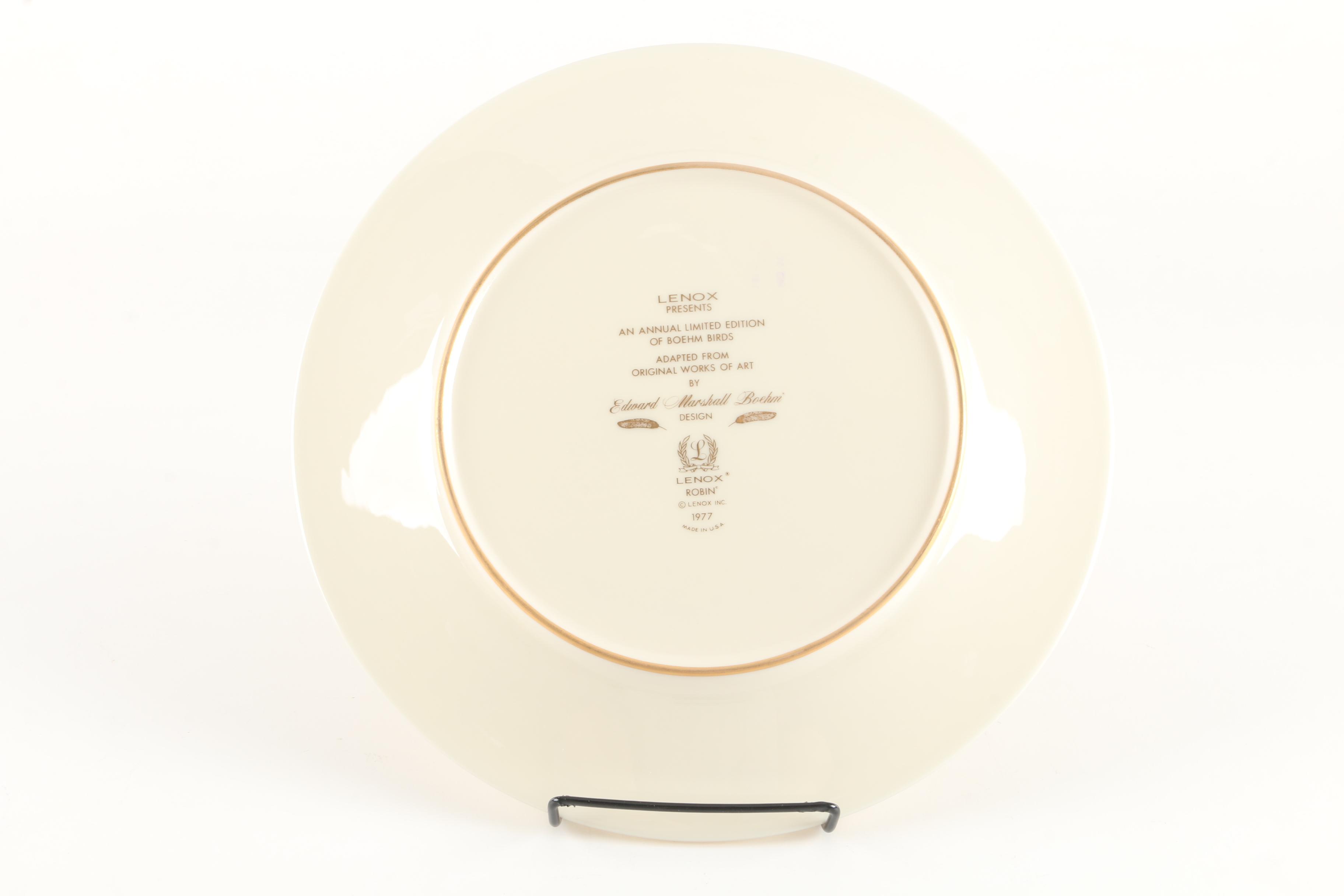 1977 Lenox Limited Edition Boehm Birds "Robin" Collector Plate