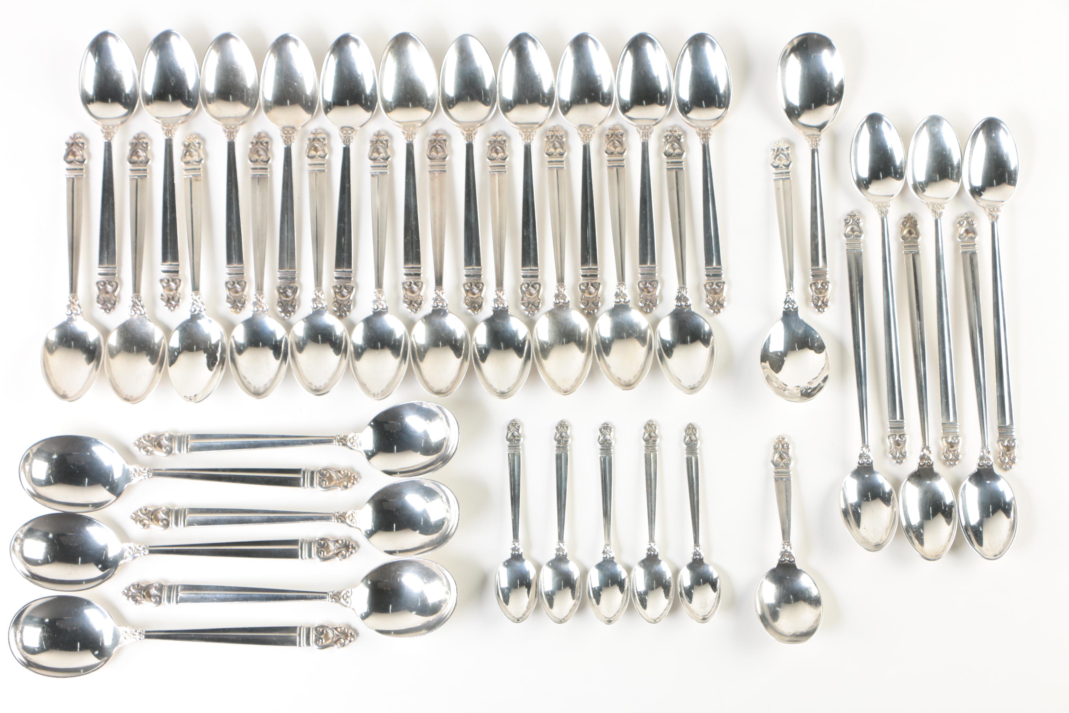 International Silver Co. "Royal Danish" Sterling Silver Flatware Set