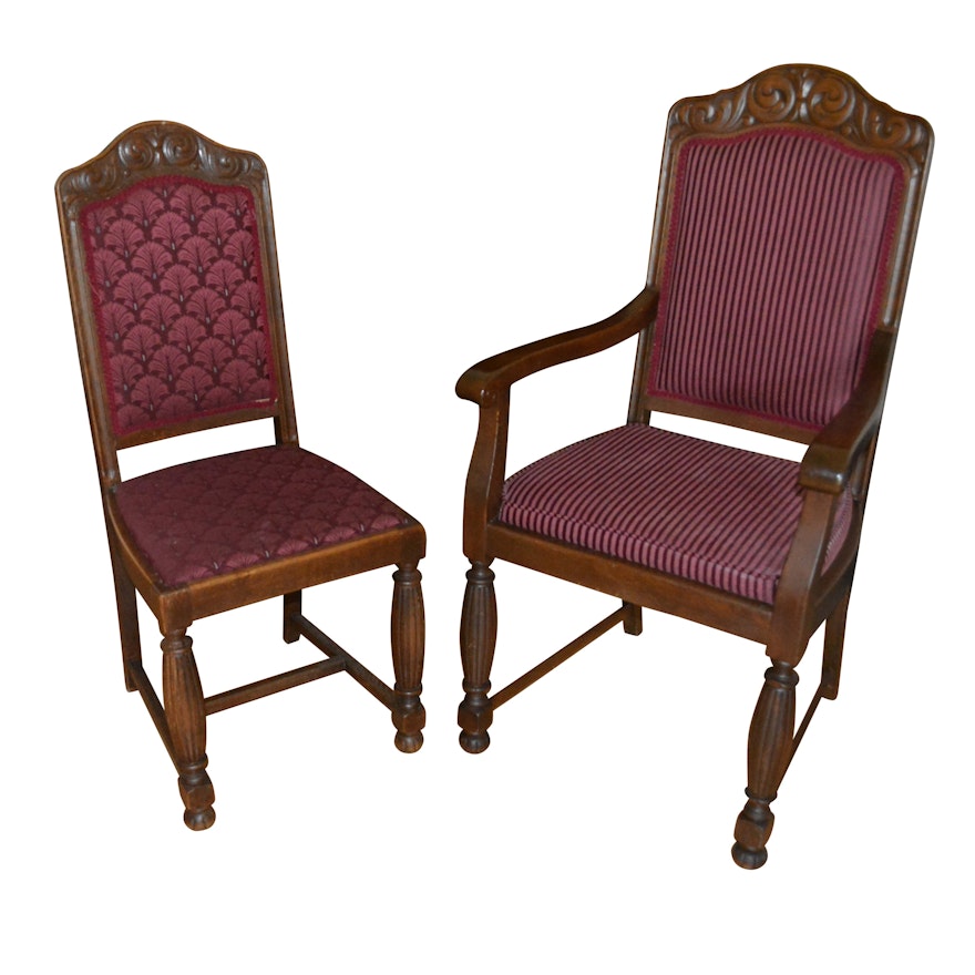 Cranberry Upholstered Armchair and Side Chair