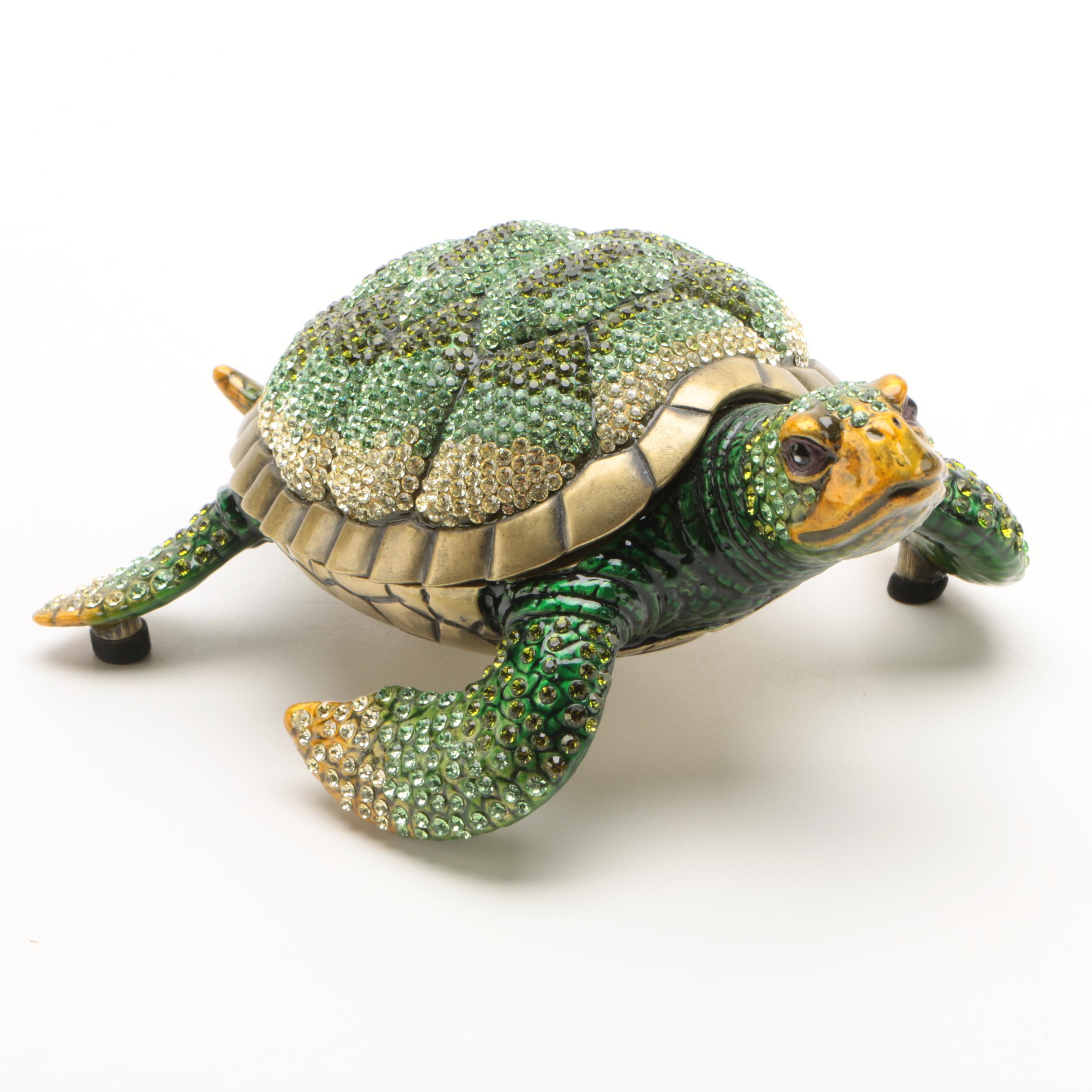 Turtle Themed Jeweled Trinket Box