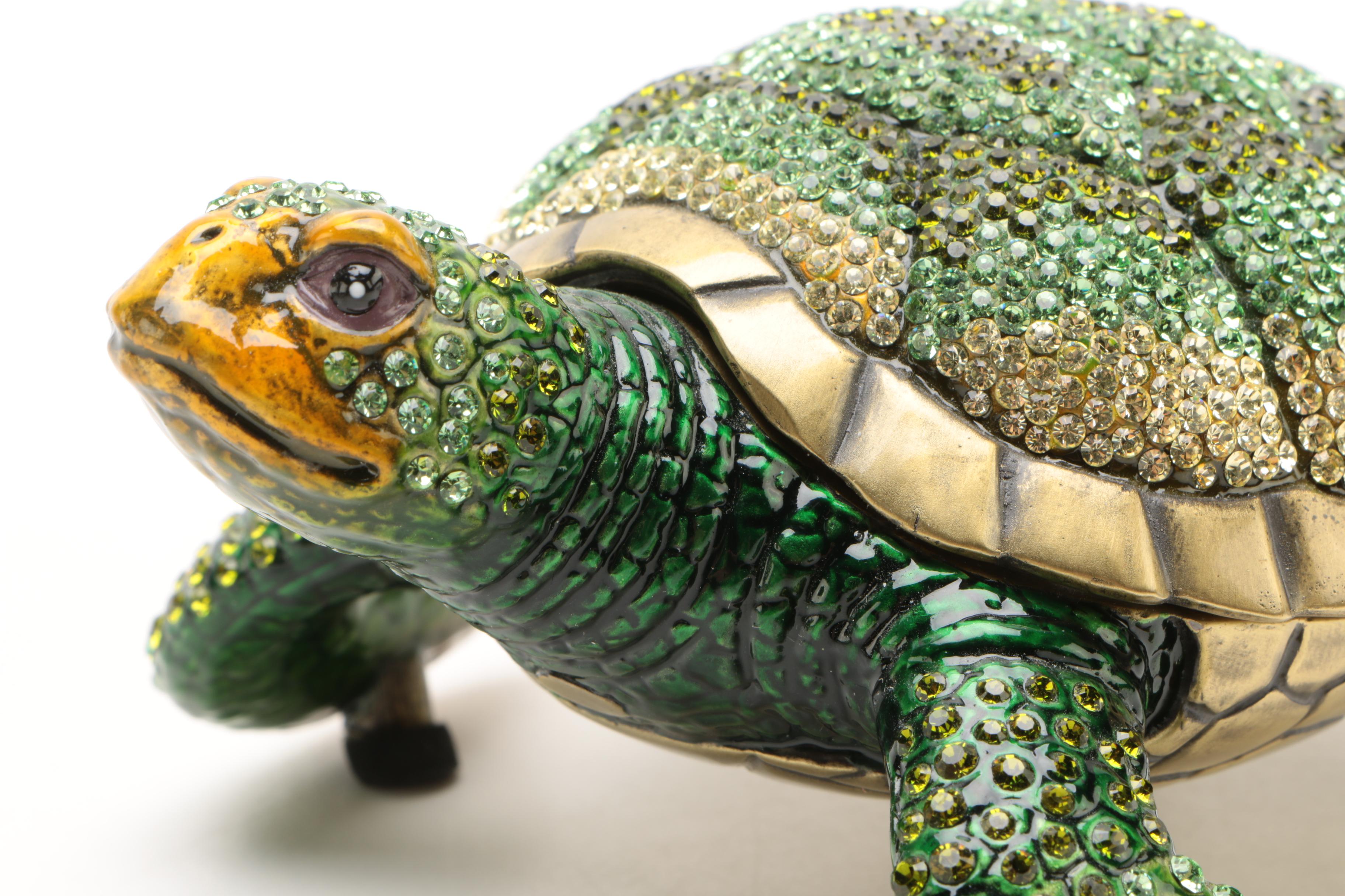 Turtle Themed Jeweled Trinket Box