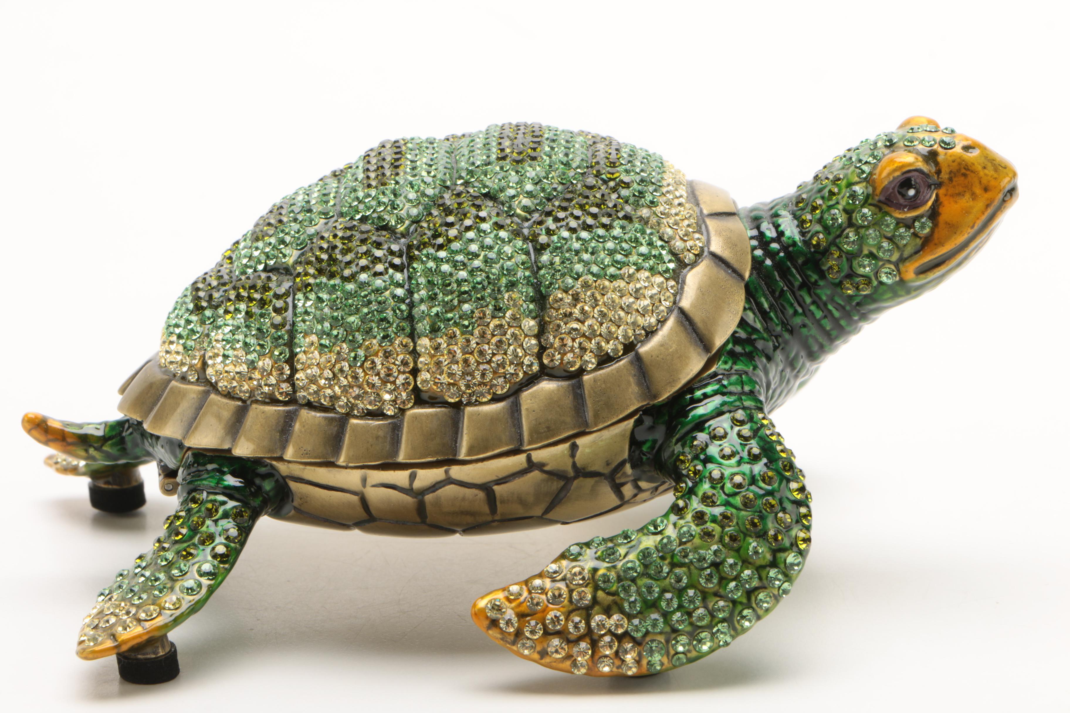 Turtle Themed Jeweled Trinket Box