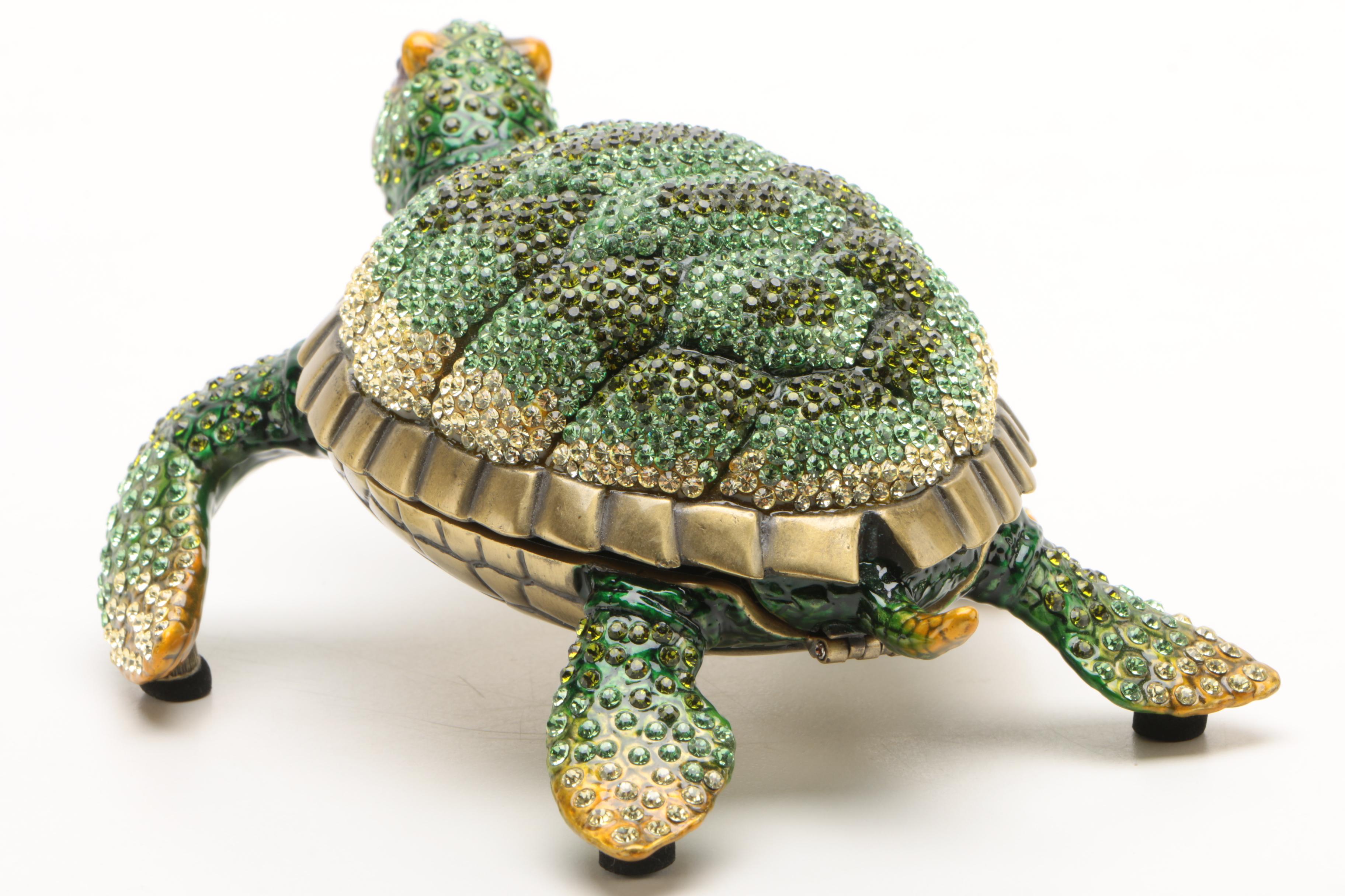 Turtle Themed Jeweled Trinket Box