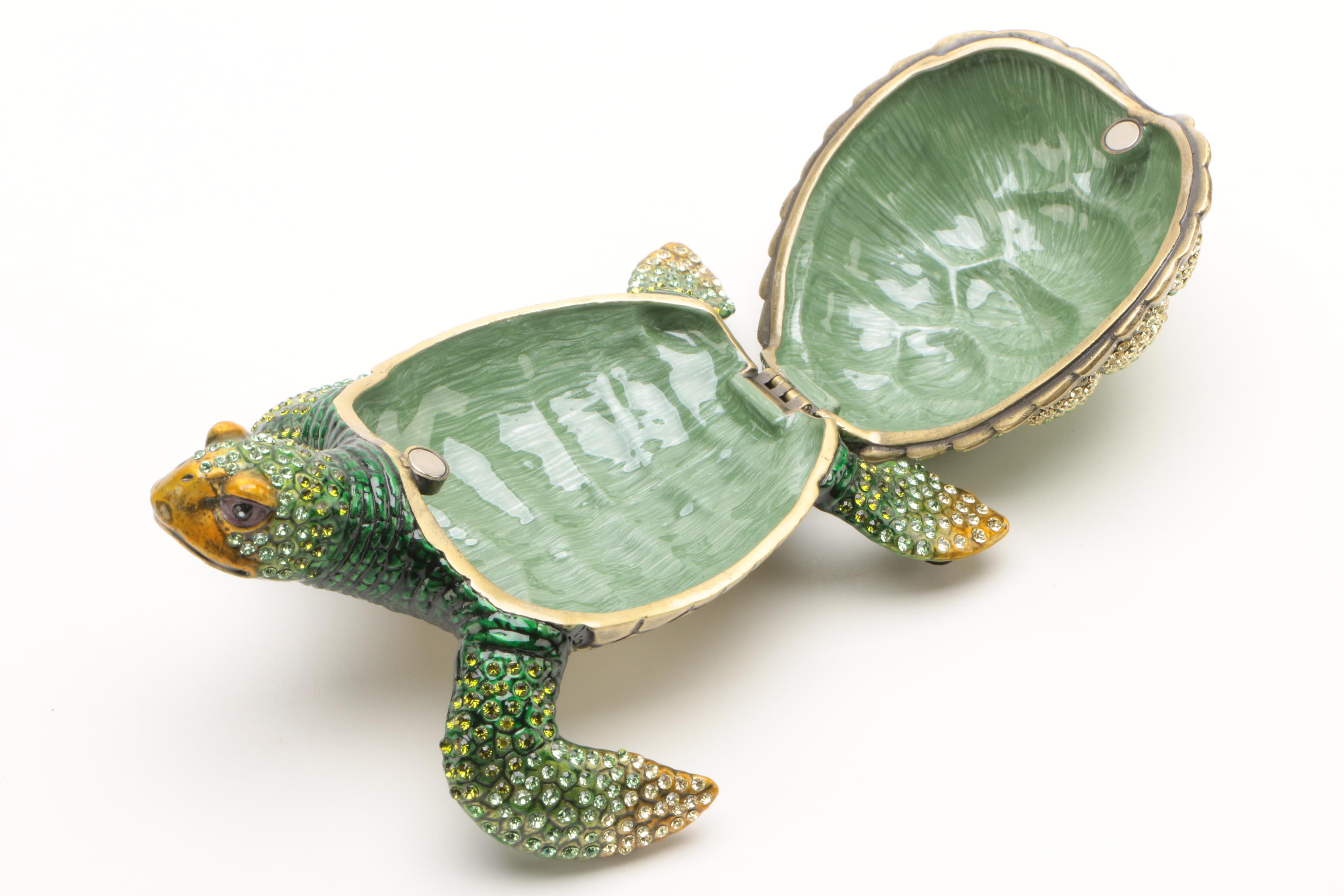 Turtle Themed Jeweled Trinket Box