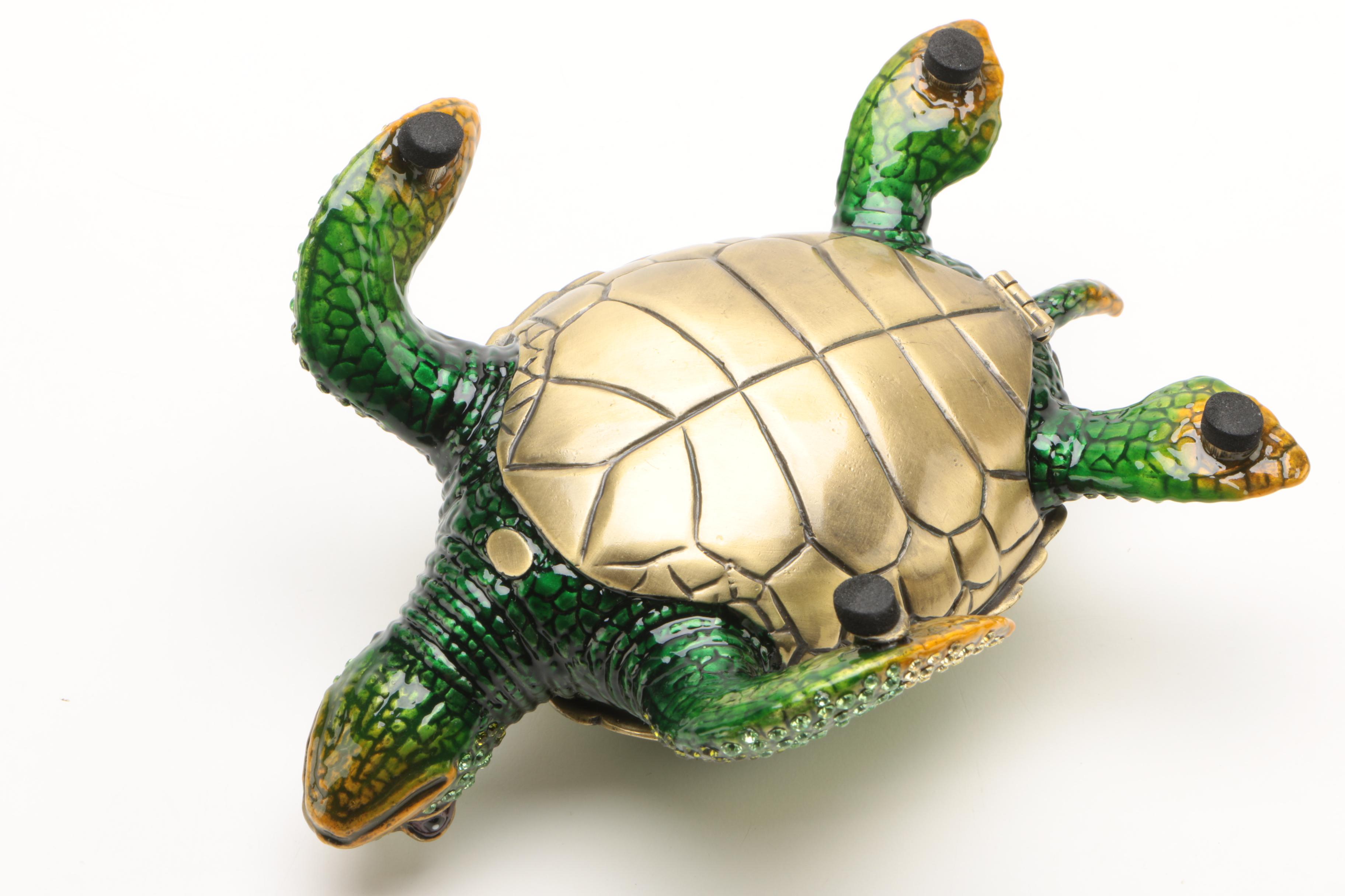 Turtle Themed Jeweled Trinket Box