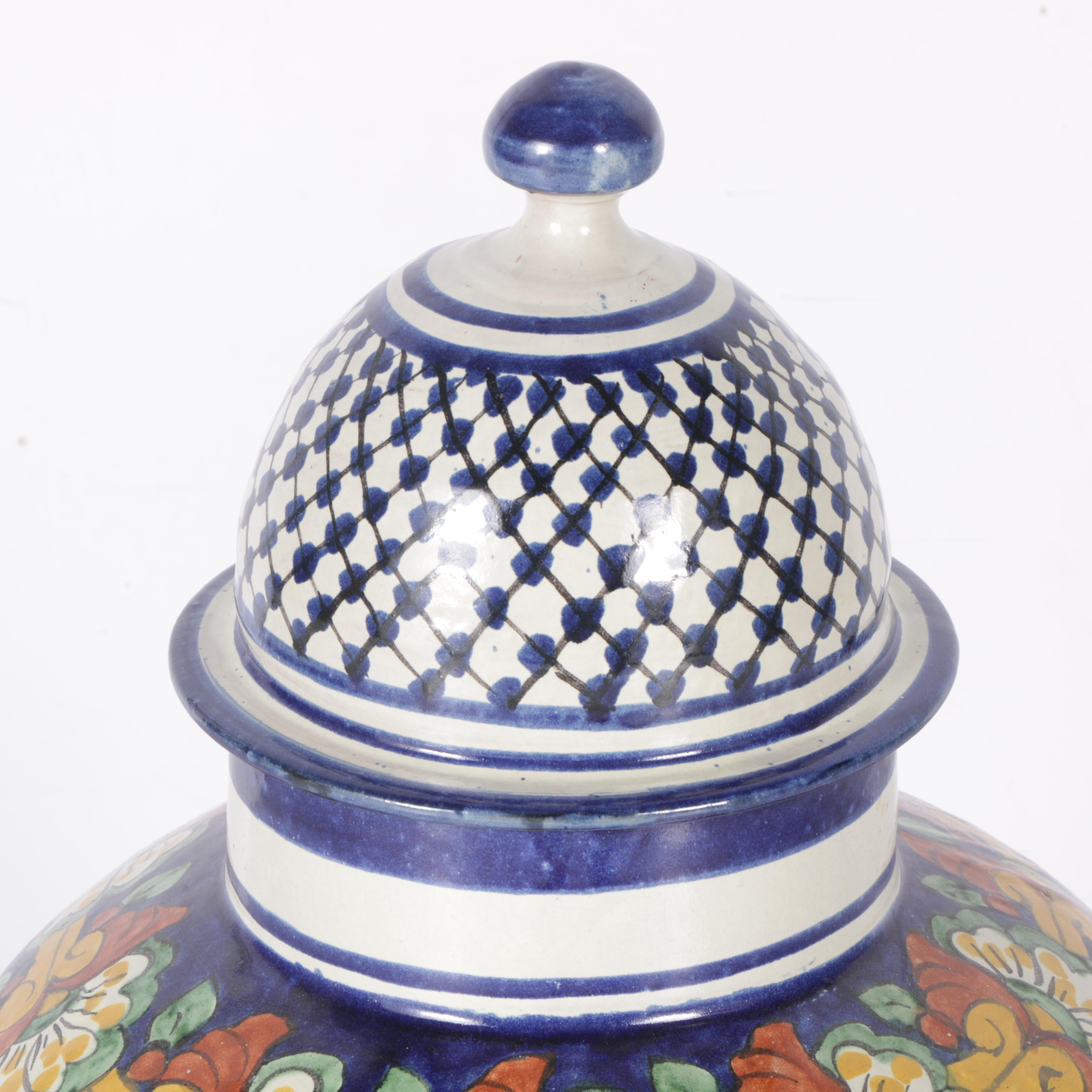 Italian Style Hand-Painted Earthenware Jar