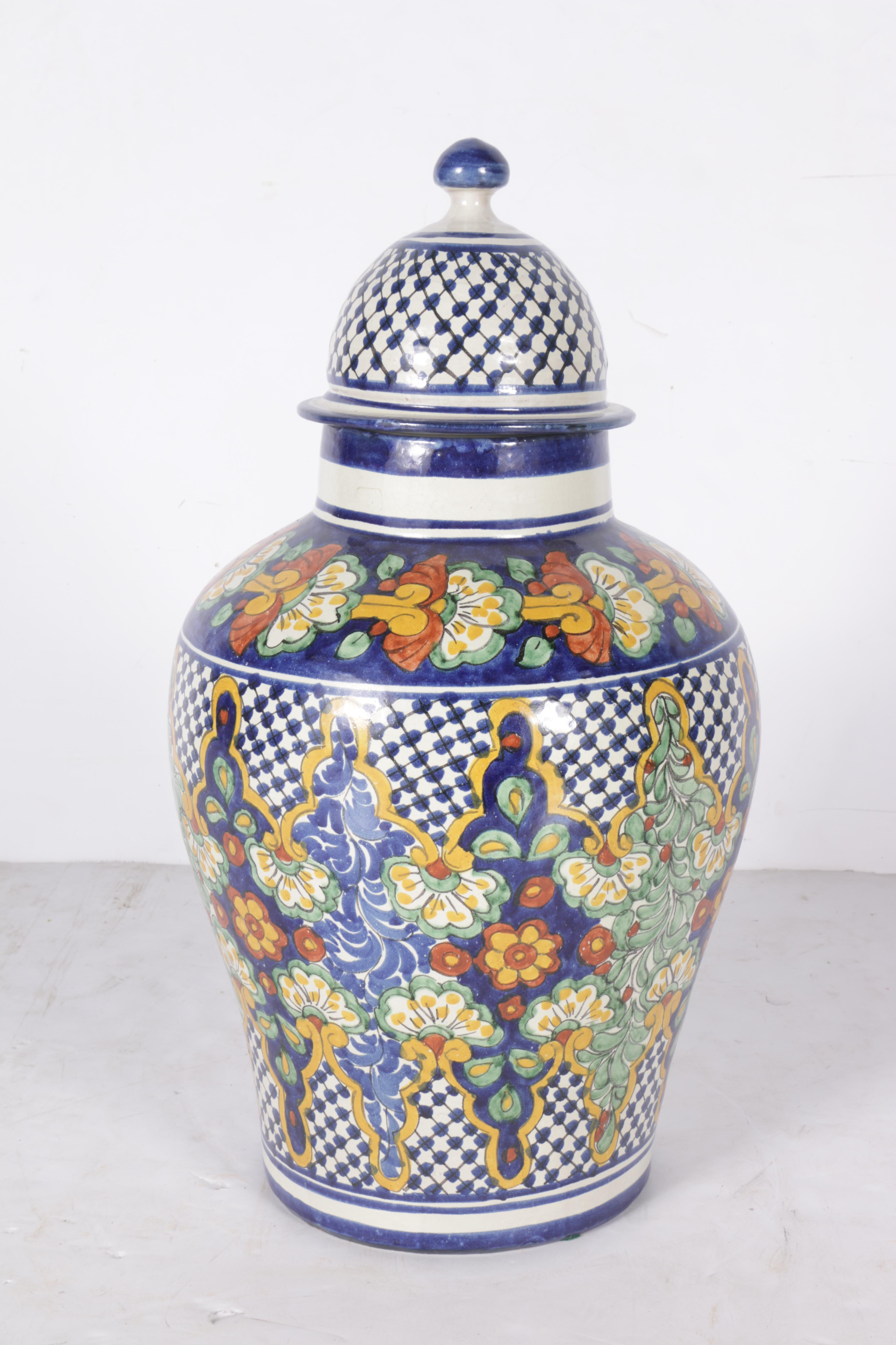 Italian Style Hand-Painted Earthenware Jar