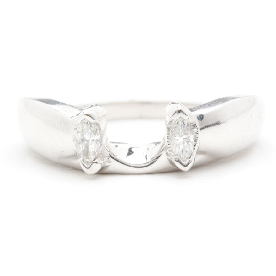 14K White Gold Diamond Guard Ring