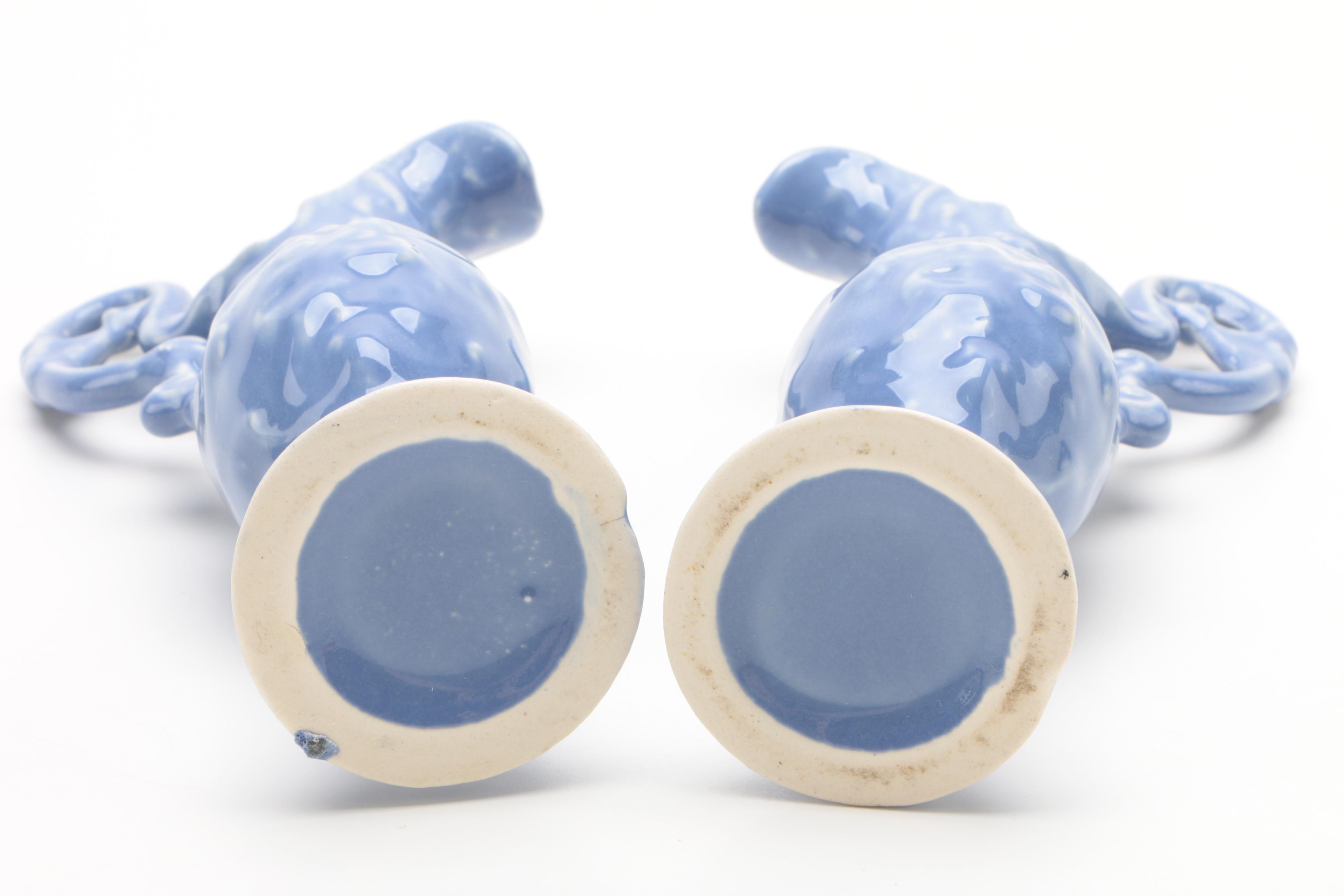 Blue Ceramic Miniature Ewer Figurines