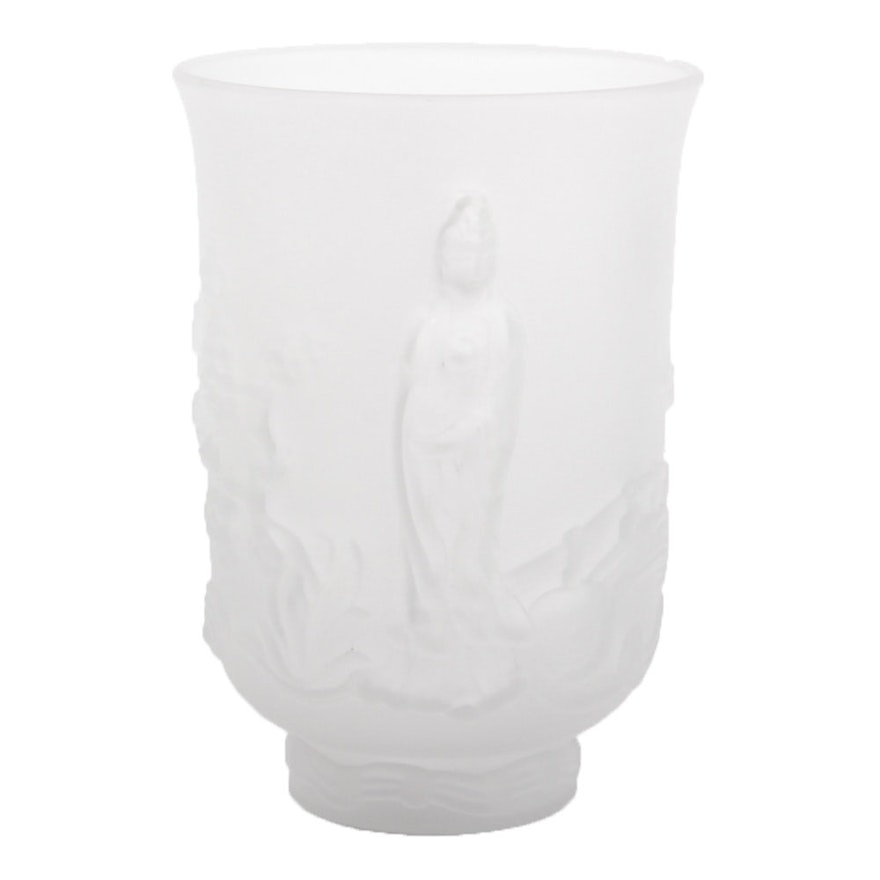 Verlys "Mandarin" Frosted Glass Vase by Holophane