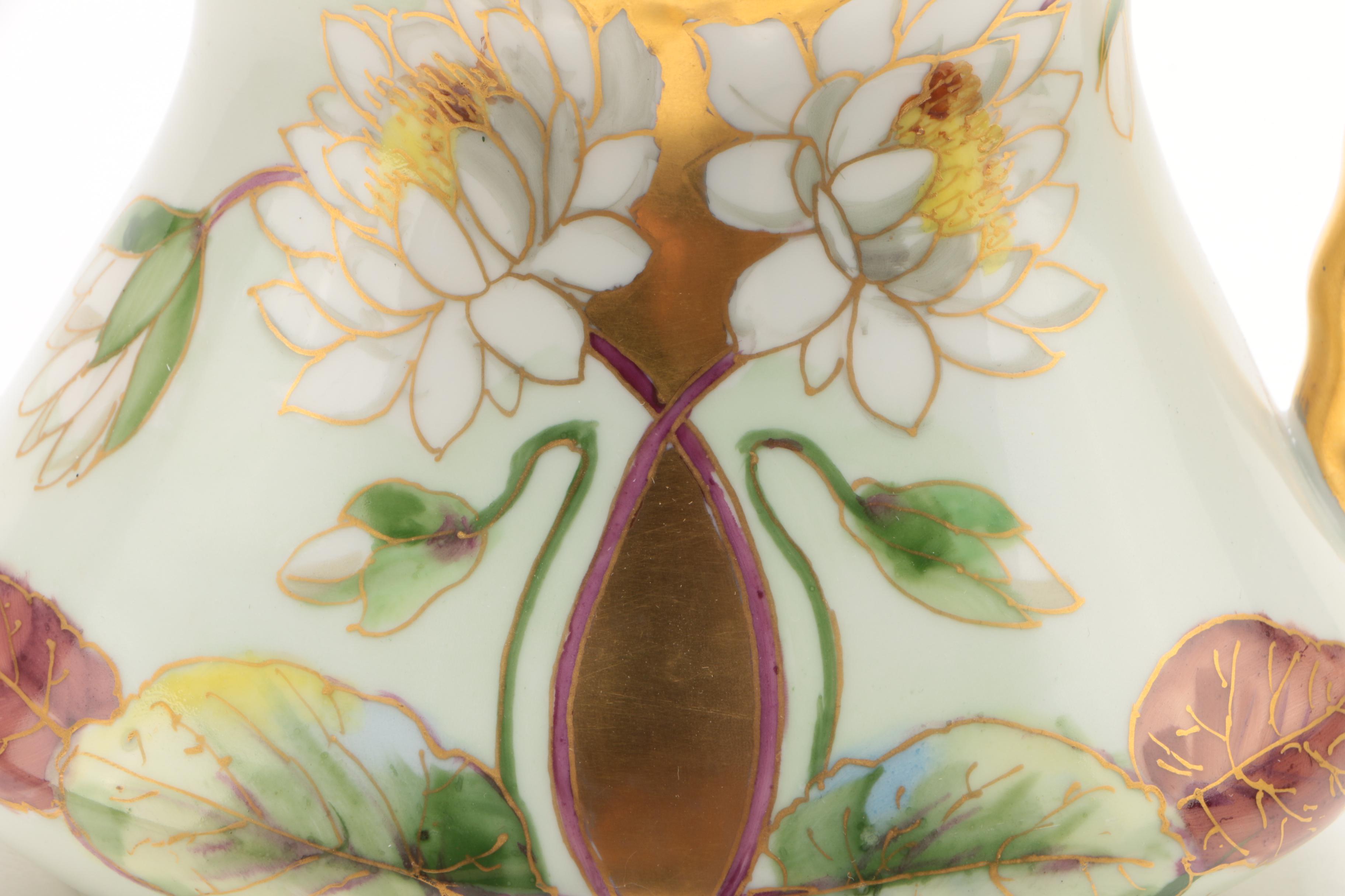 Antique Hobbyist Painted Coiffe Limoges Porcelain Pitcher