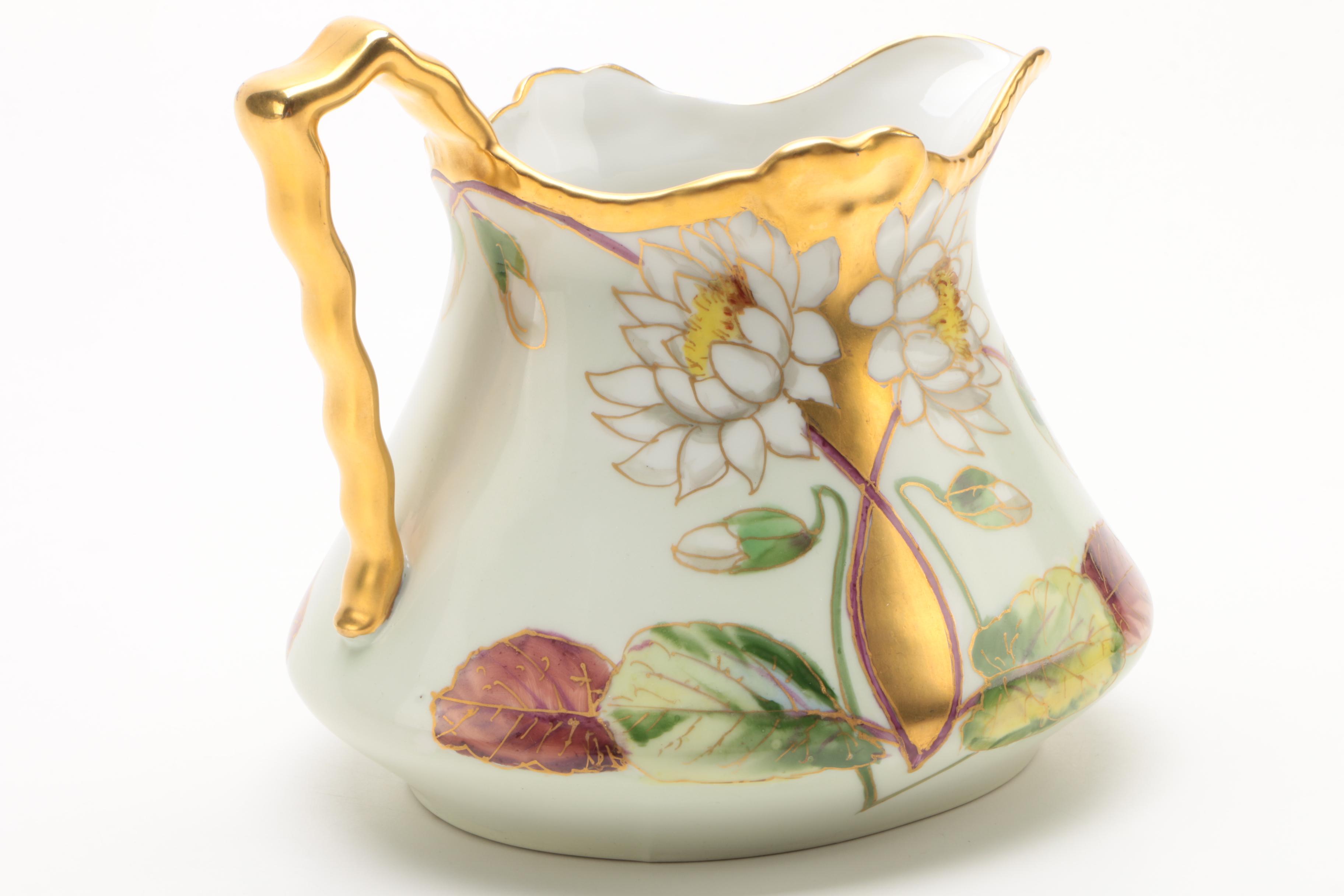 Antique Hobbyist Painted Coiffe Limoges Porcelain Pitcher