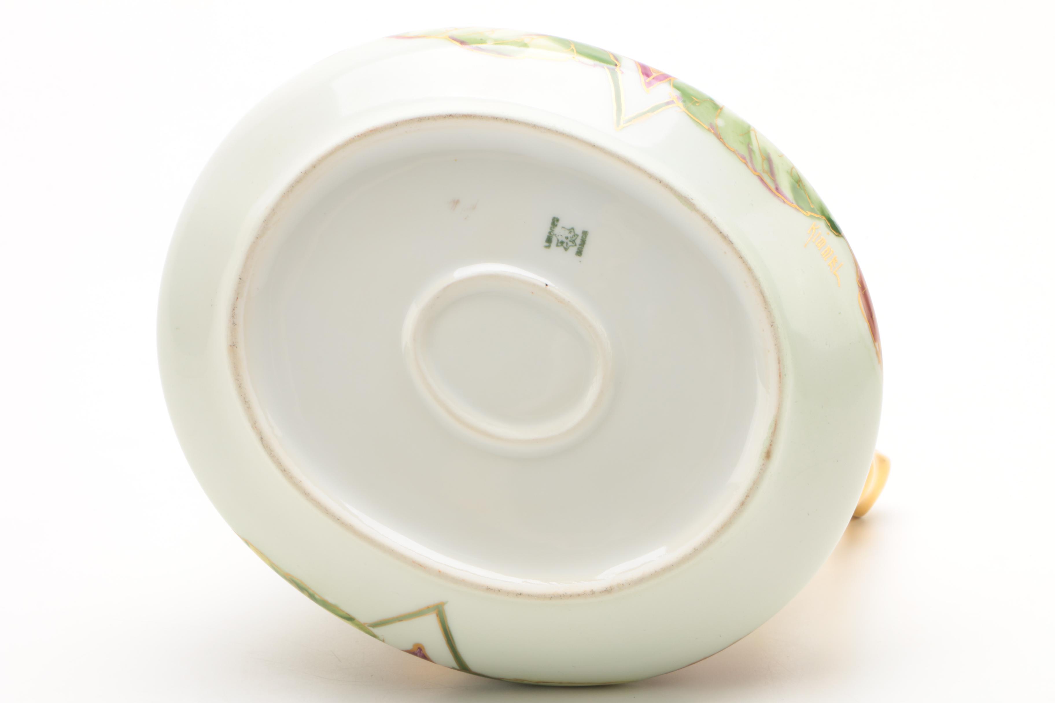 Antique Hobbyist Painted Coiffe Limoges Porcelain Pitcher