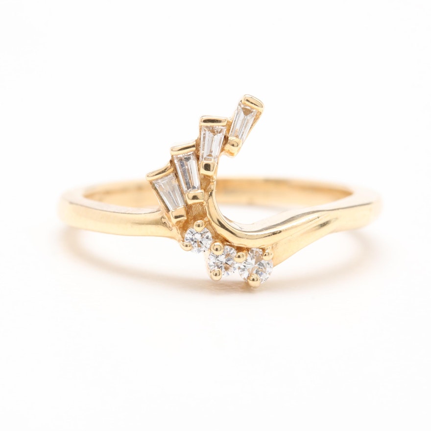 14K Yellow Gold Diamond Ring Wrap