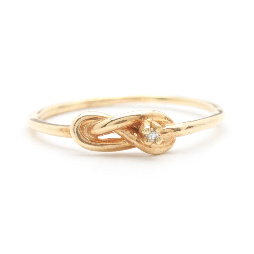 10K Yellow Gold Diamond Knot Ring