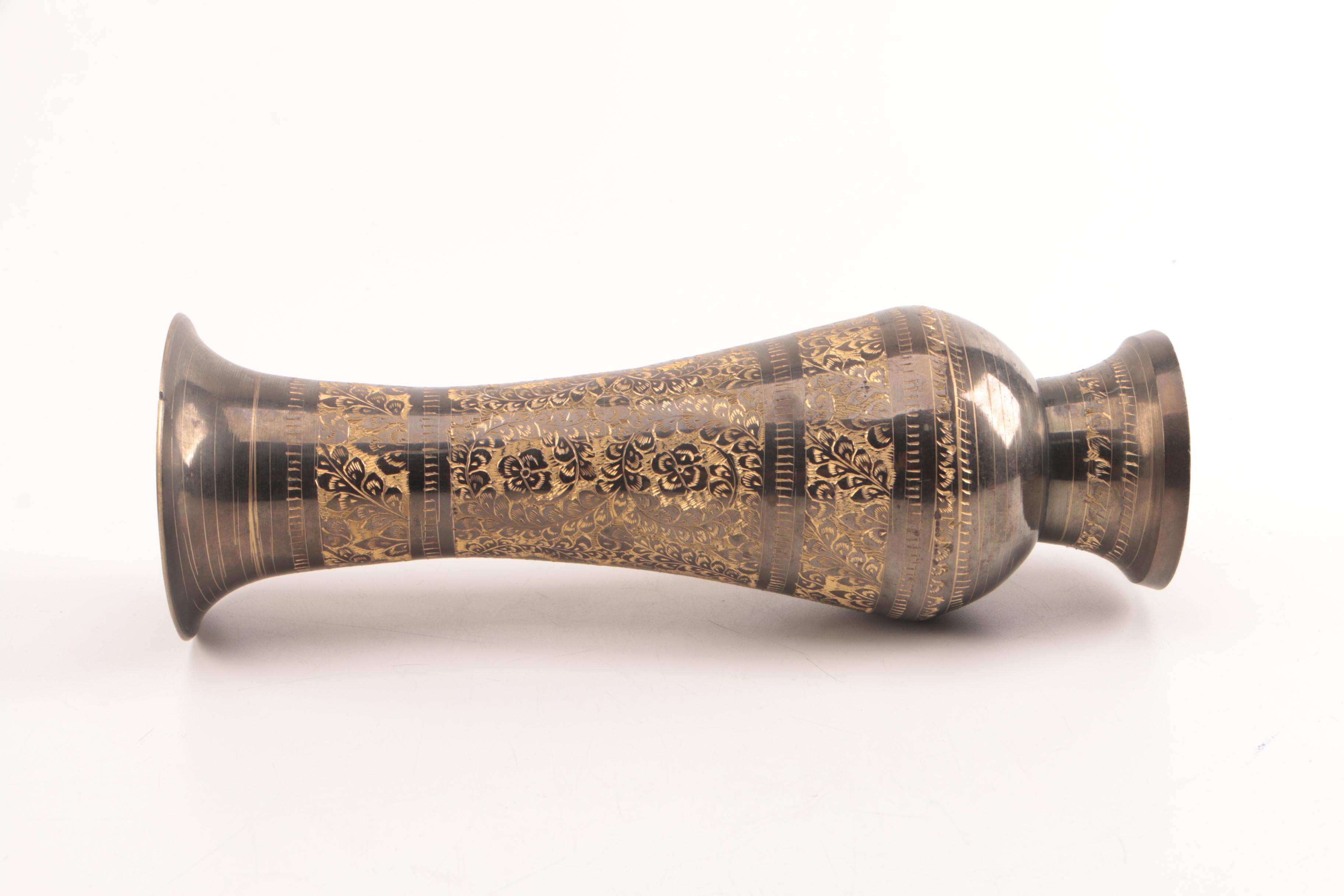 Decorative Etched Brass Vase