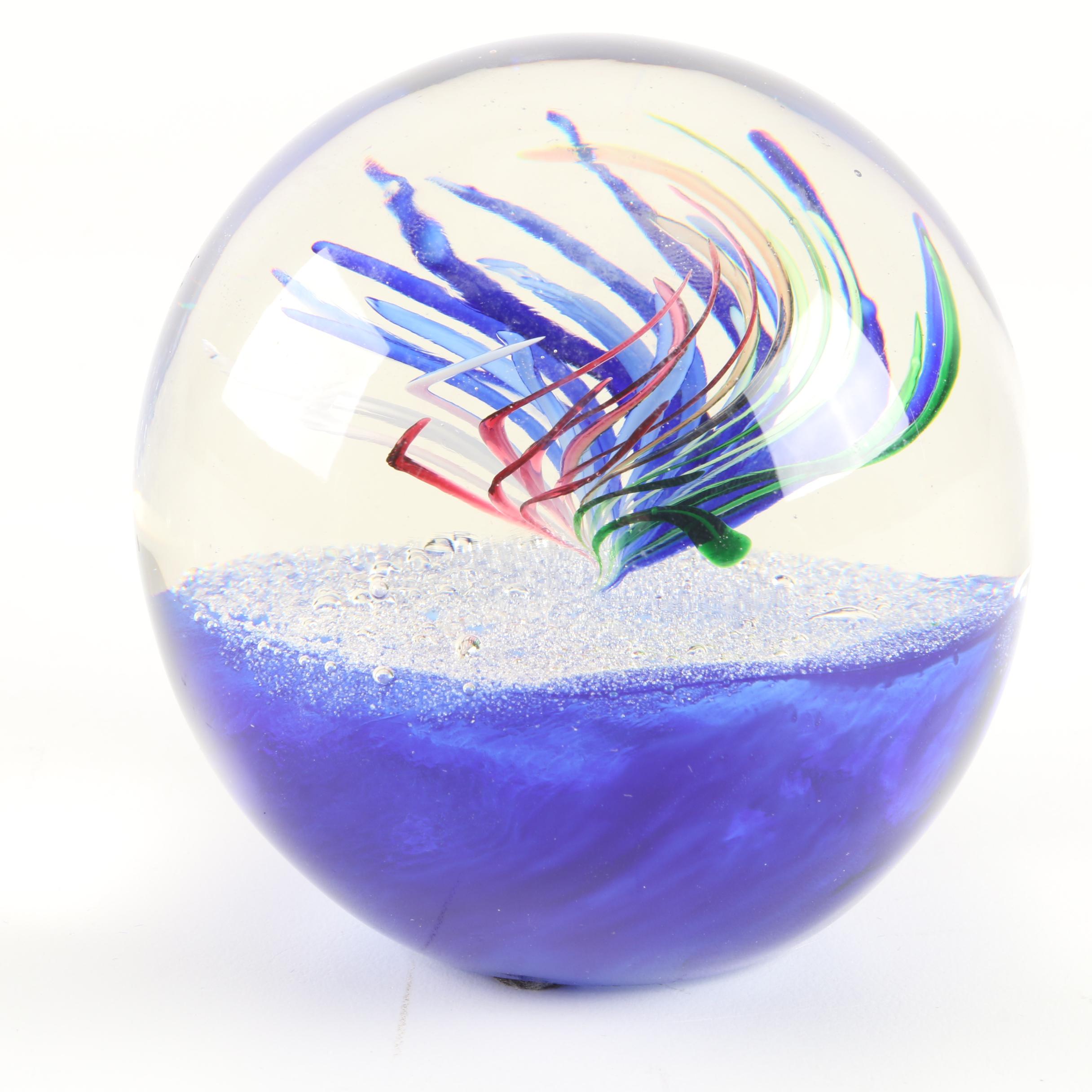 Multi-Color Tumbleweed Art Glass Paperweight by Dynasty Gallery