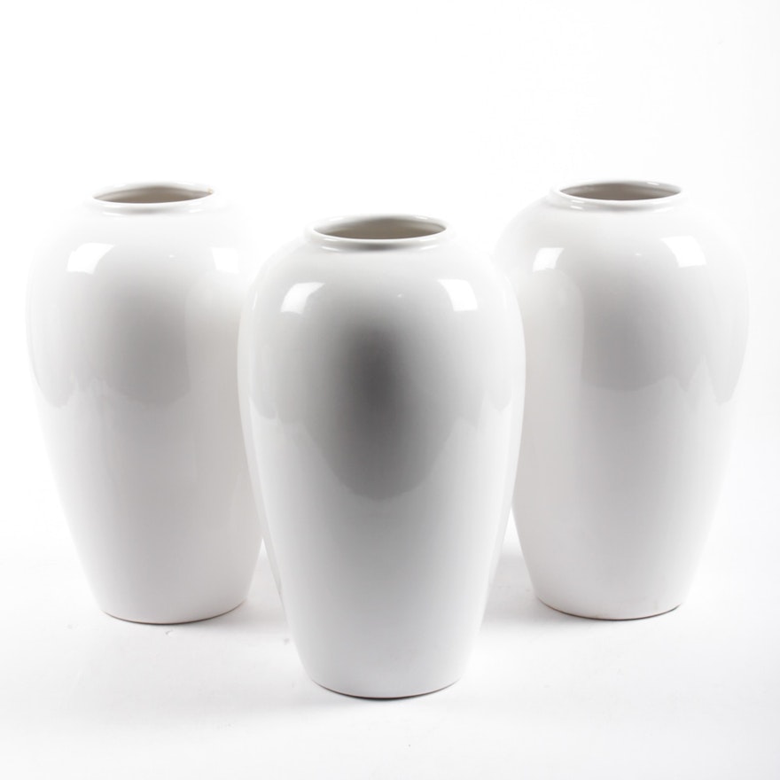 White Ceramic Floor Vases