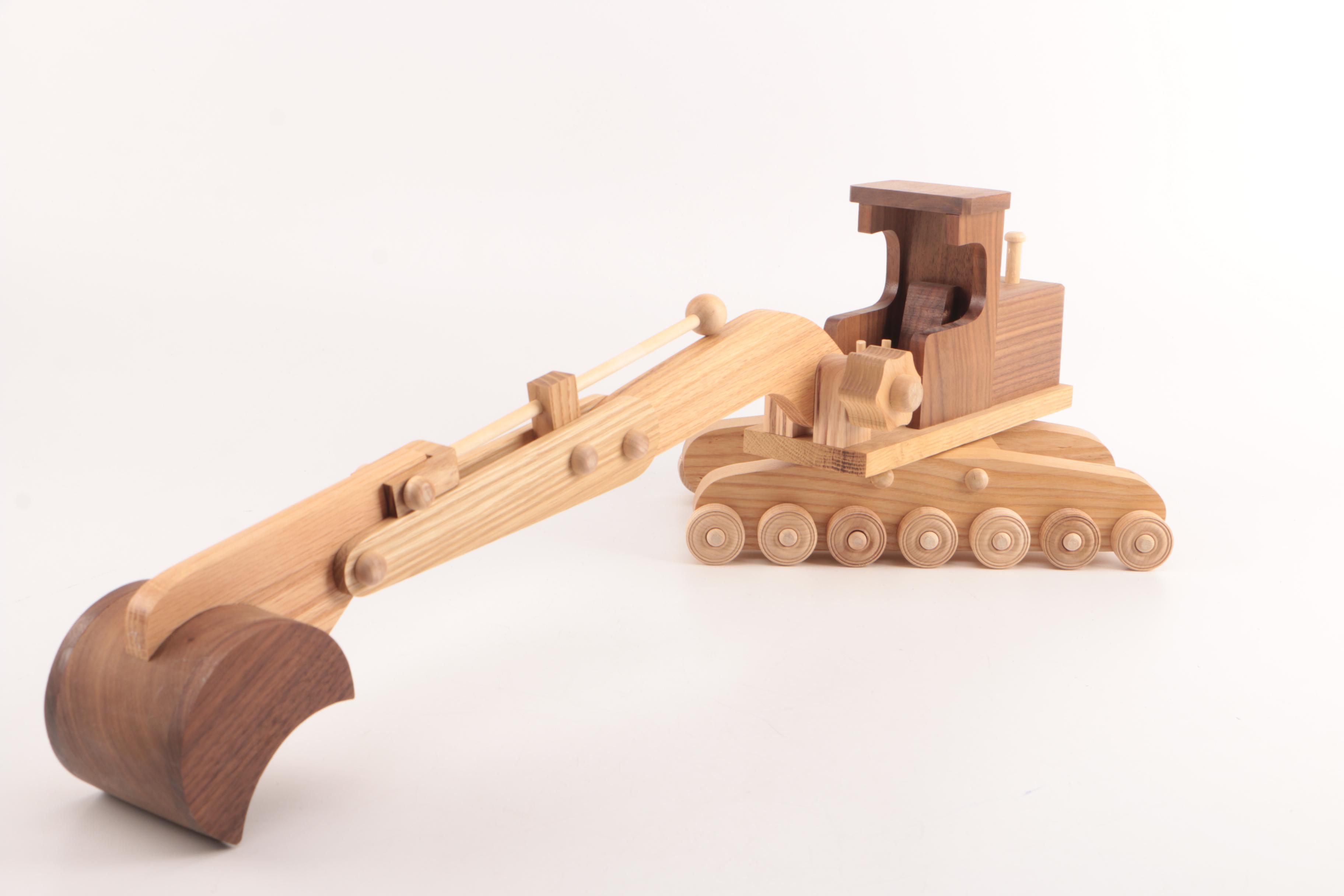 Doug Simpson Hand Crafted Wooden Excavator Toy