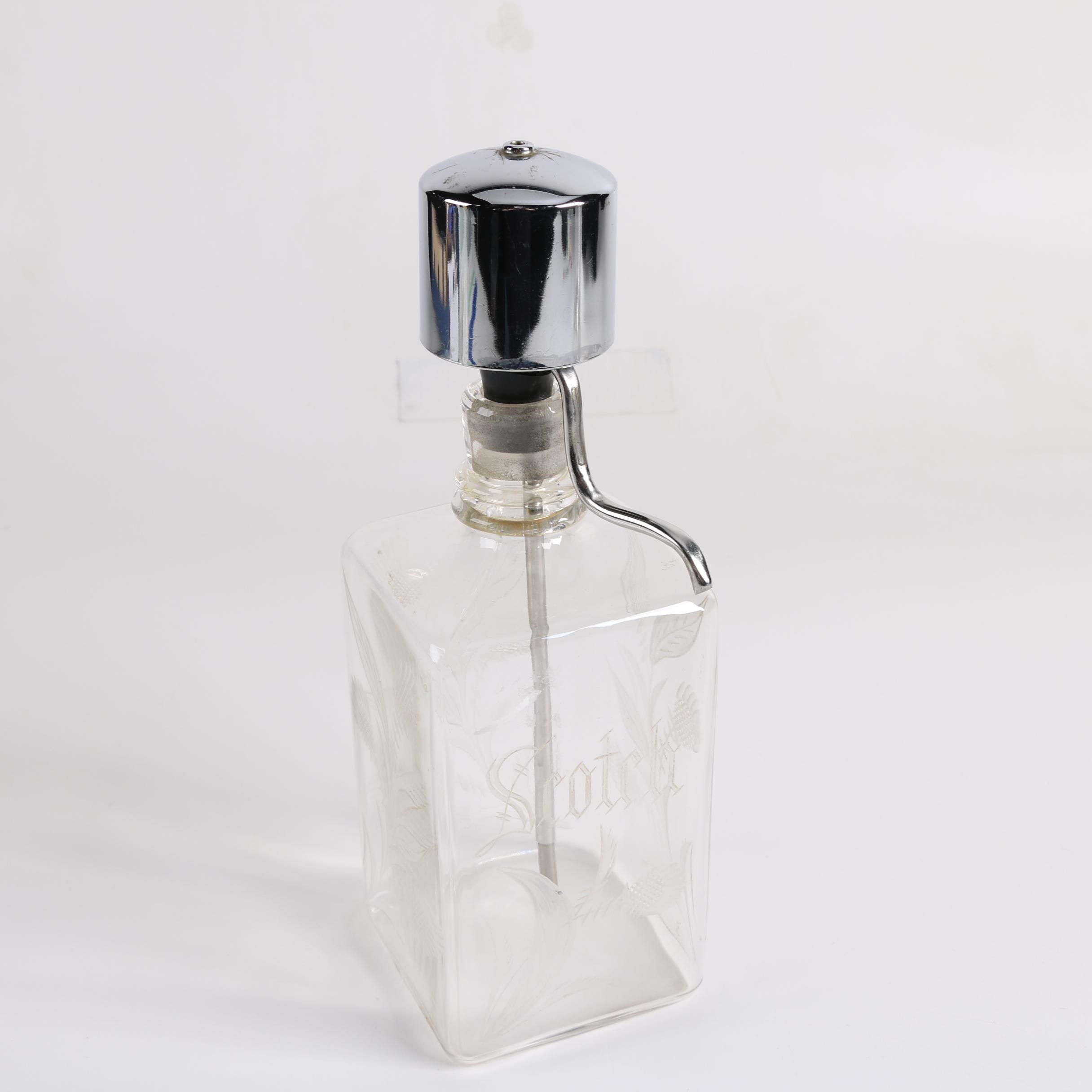 Mid Century Etched Glass Liquor Dispensers with Decanters and Tantalus