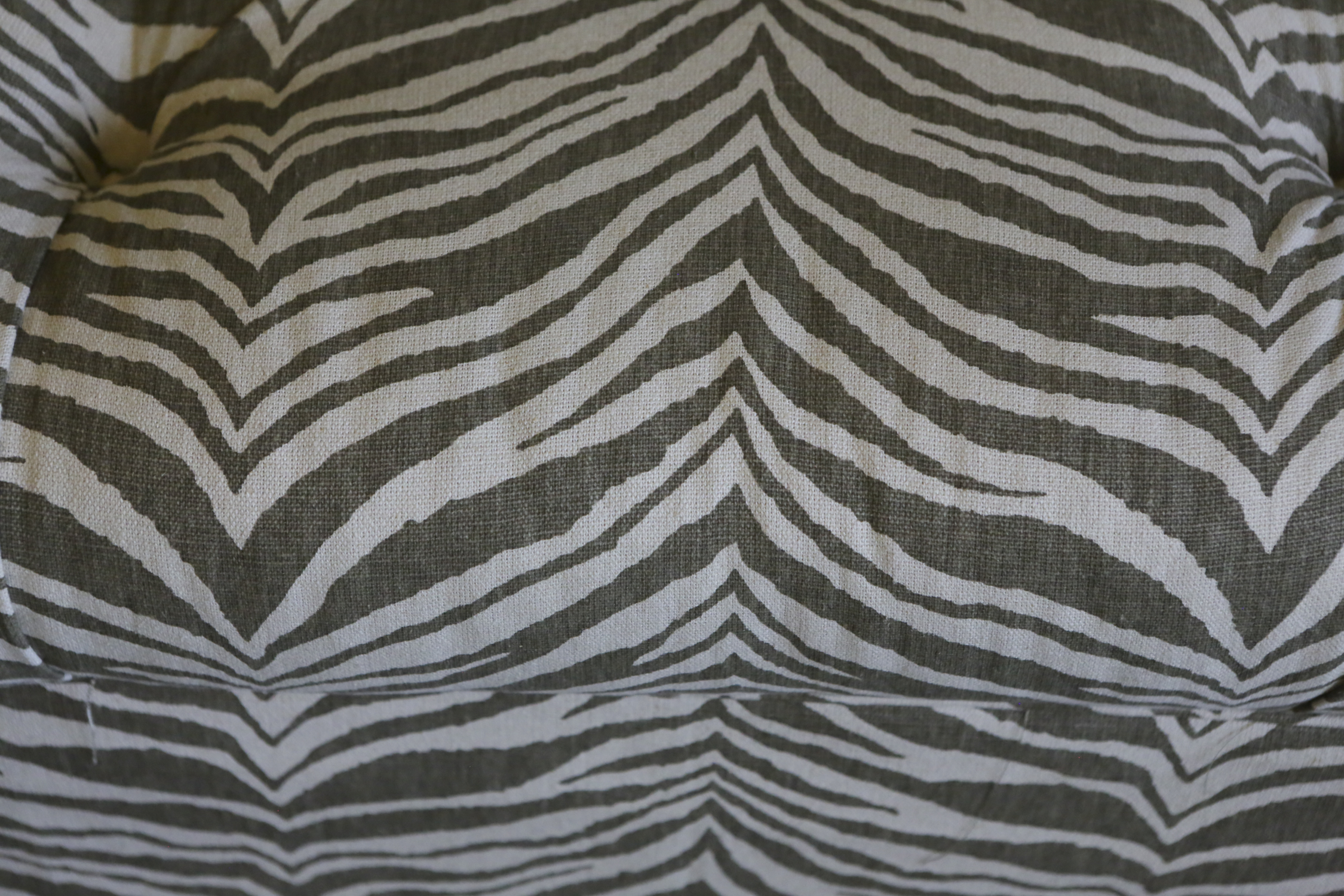 Grey and White Upholstered Ottoman