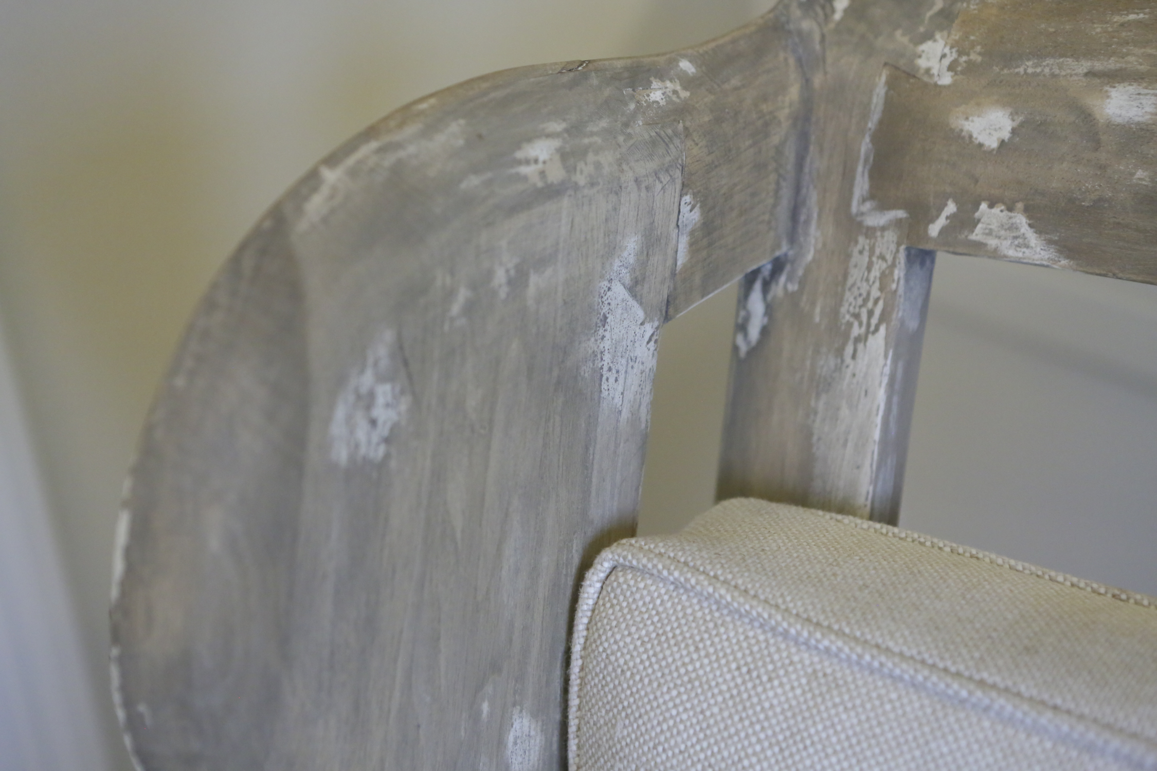 Intentionally Distressed Wood Wingback Chair with Cushions