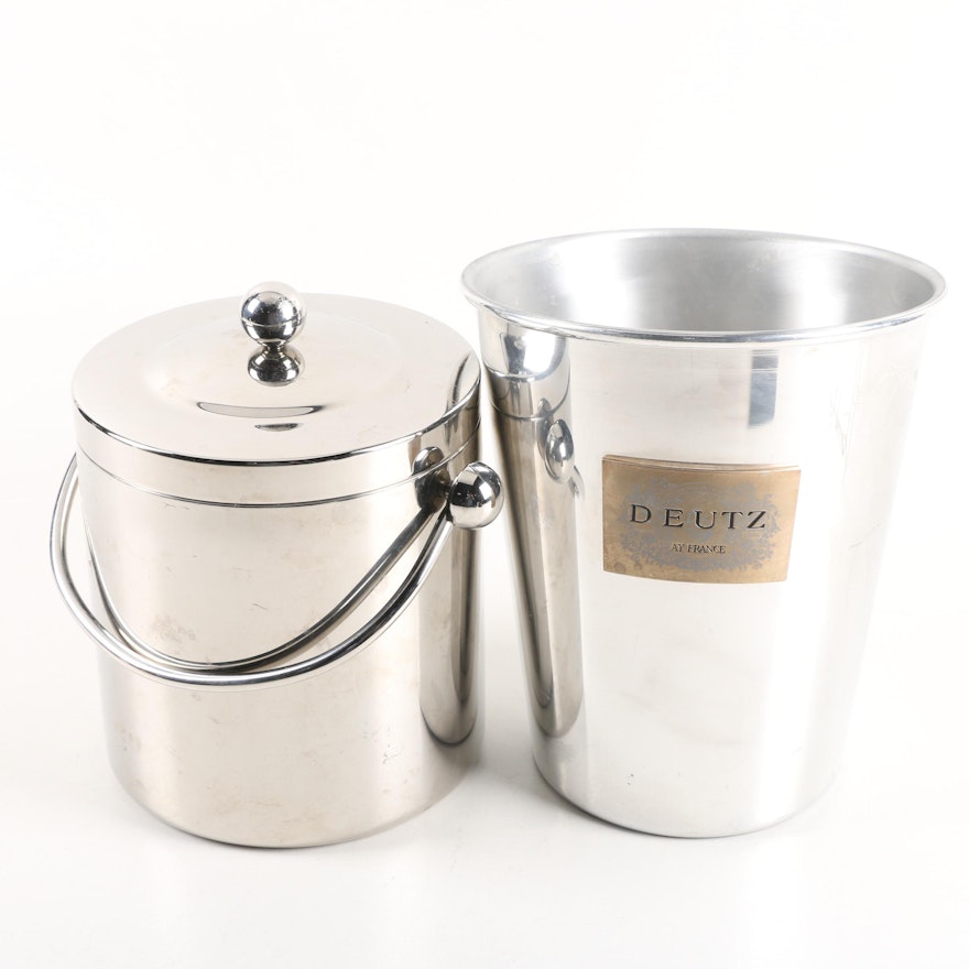 Deutz Aluminum and Marquis by Waterford Stainless Steel Ice Buckets