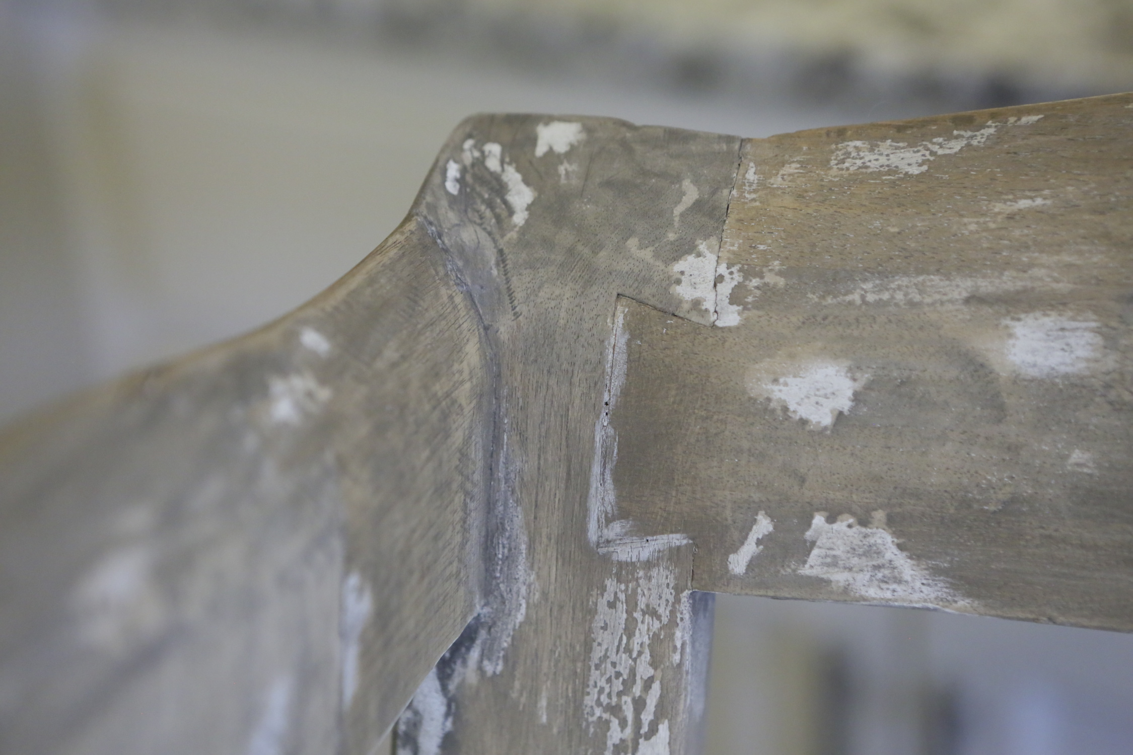 Intentionally Distressed Wood Wingback Chair with Cushions