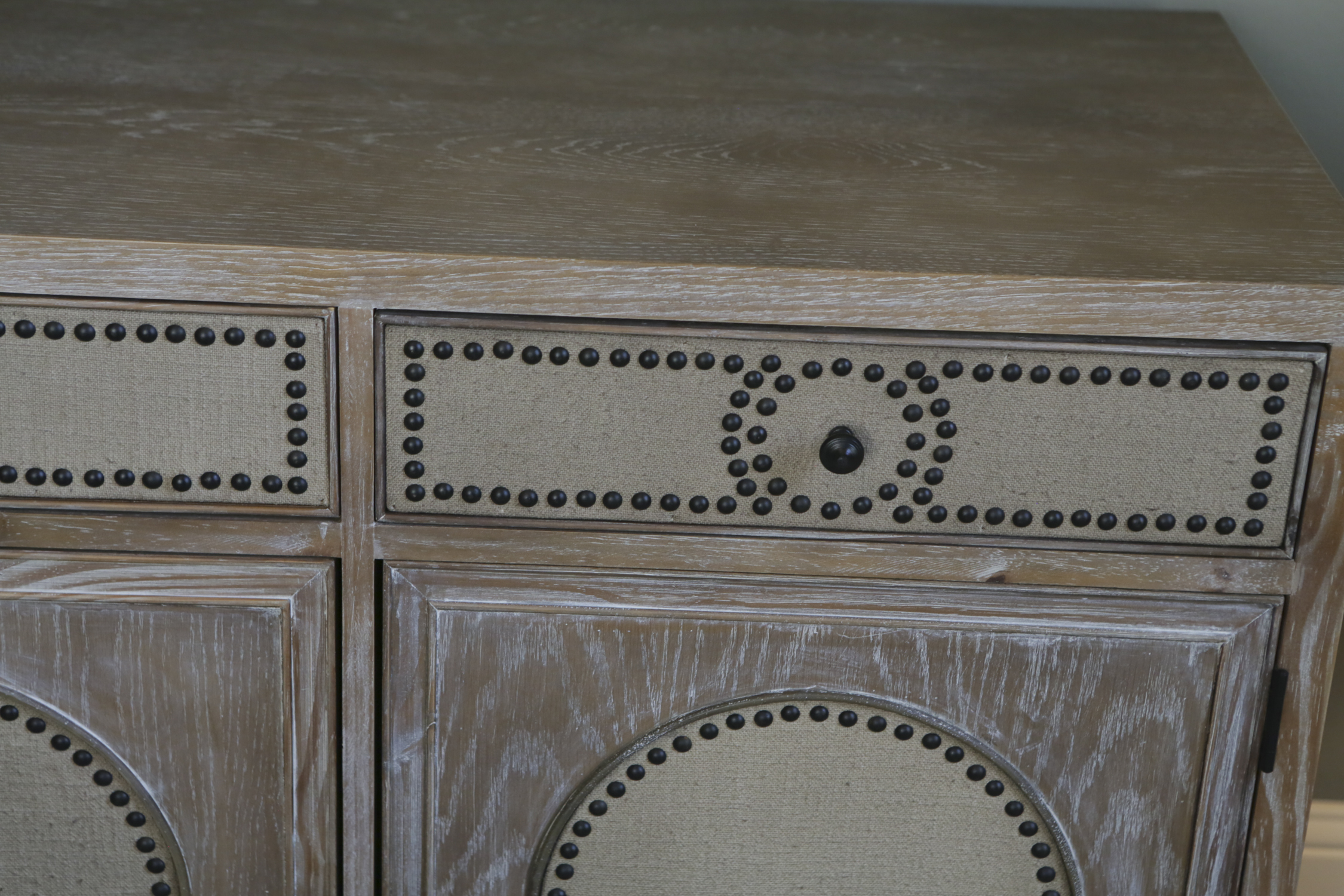 Upholstered Sideboard with Nailhead Trim