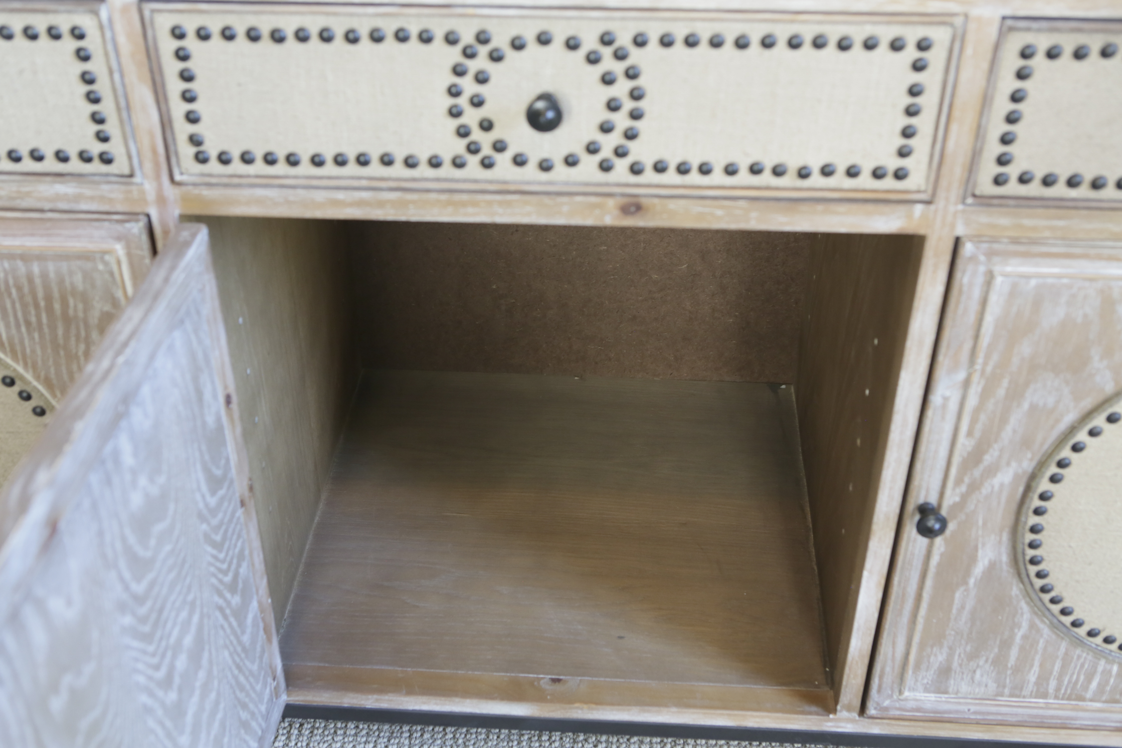 Upholstered Sideboard with Nailhead Trim