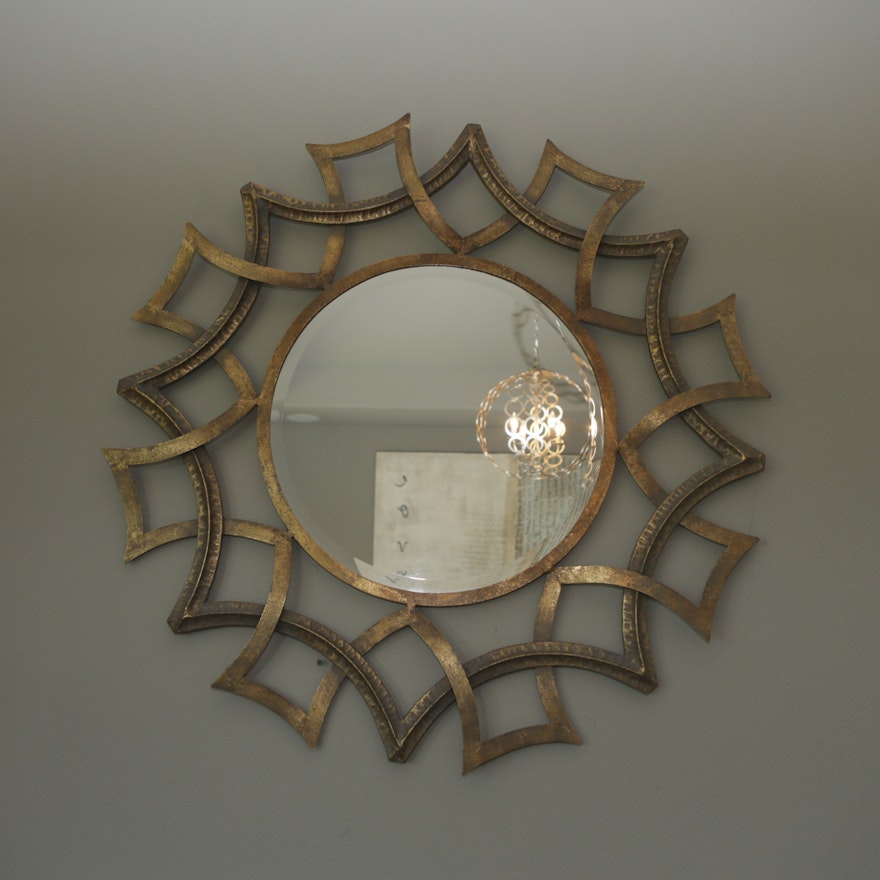 Round Wall Mirror with Contemporary Metal Frame