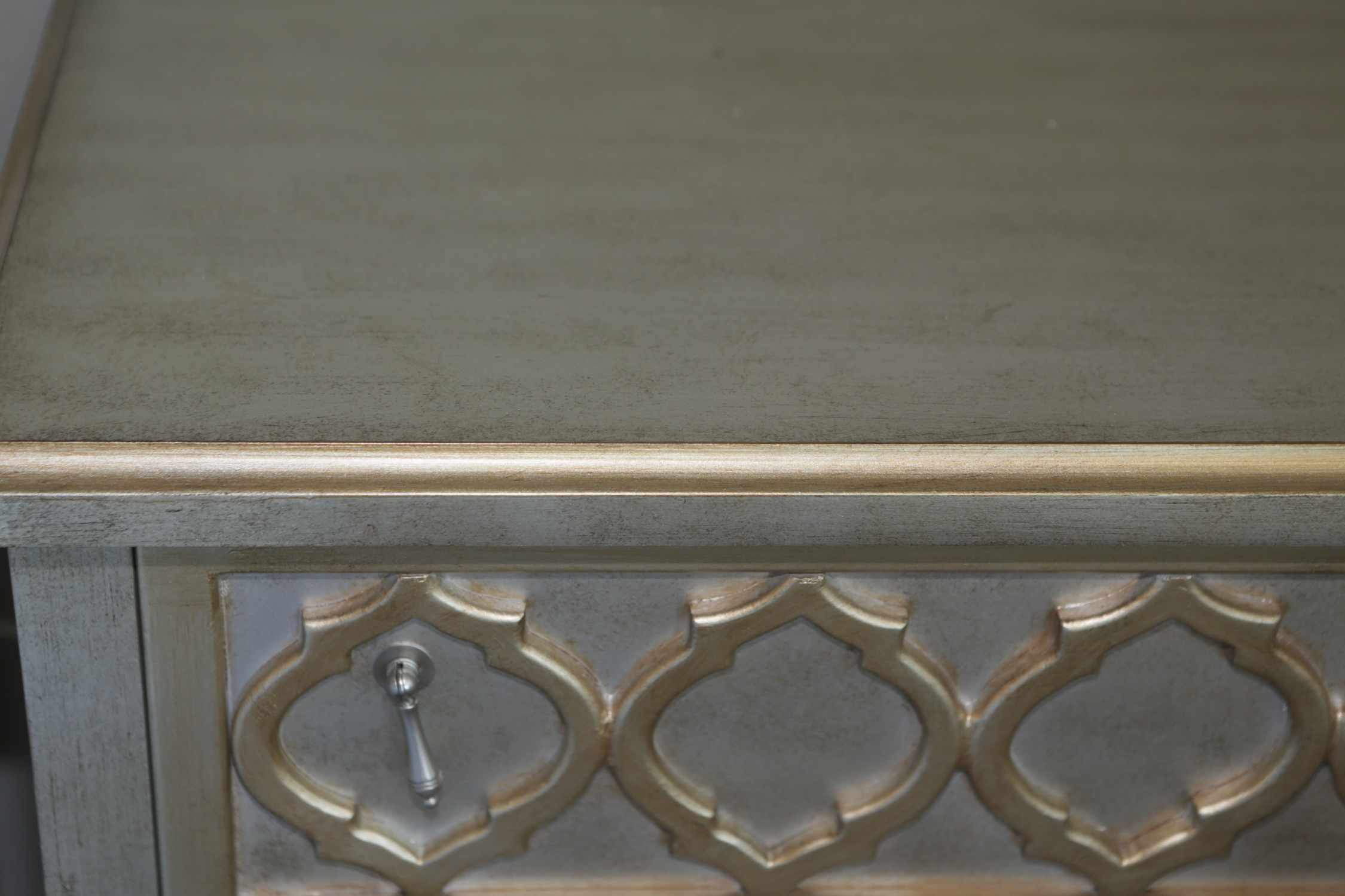 Jacobean Revival Inspired Silver and Gold Finished Chest of Drawers