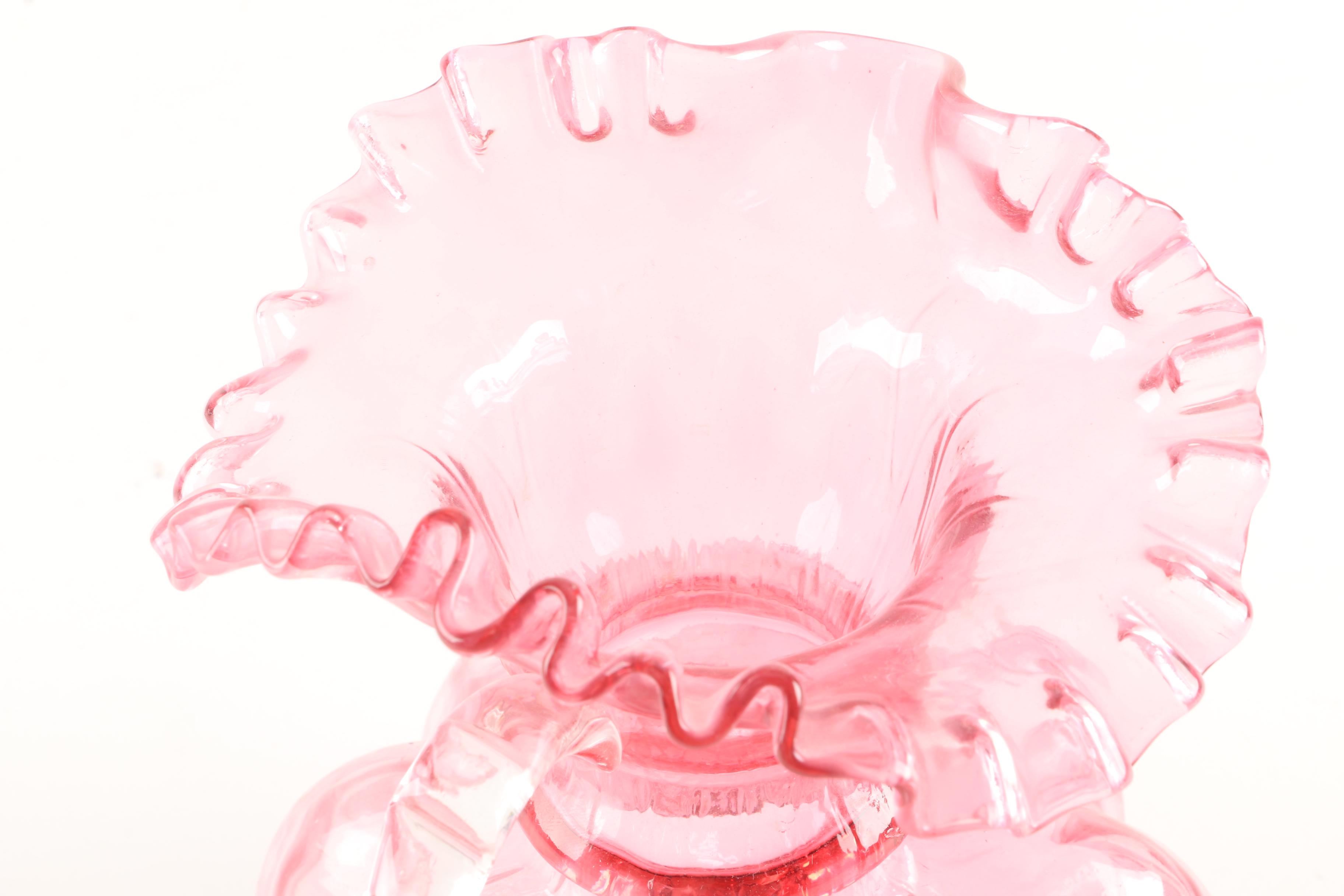 Fenton Style Pink Glass Pitcher