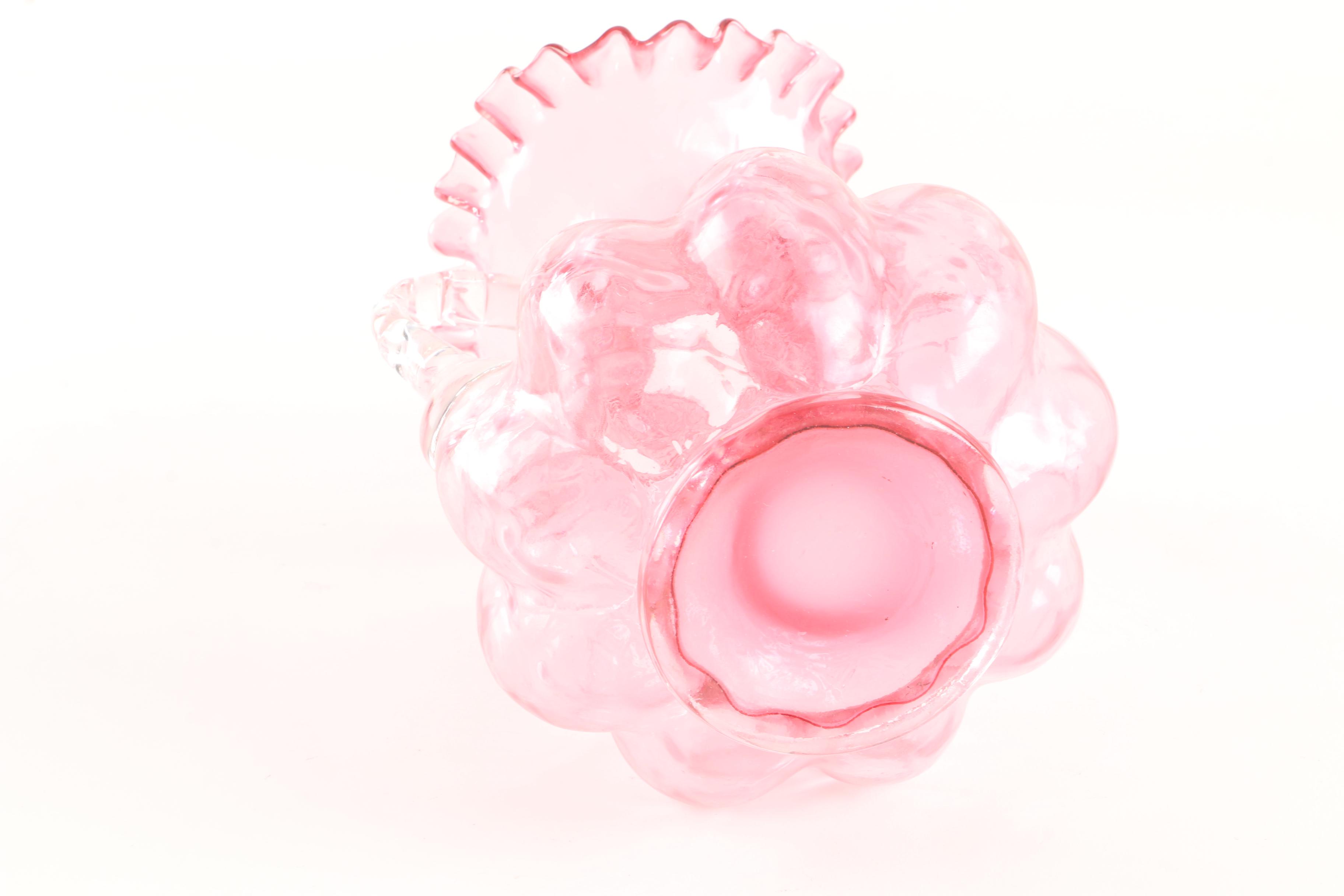 Fenton Style Pink Glass Pitcher