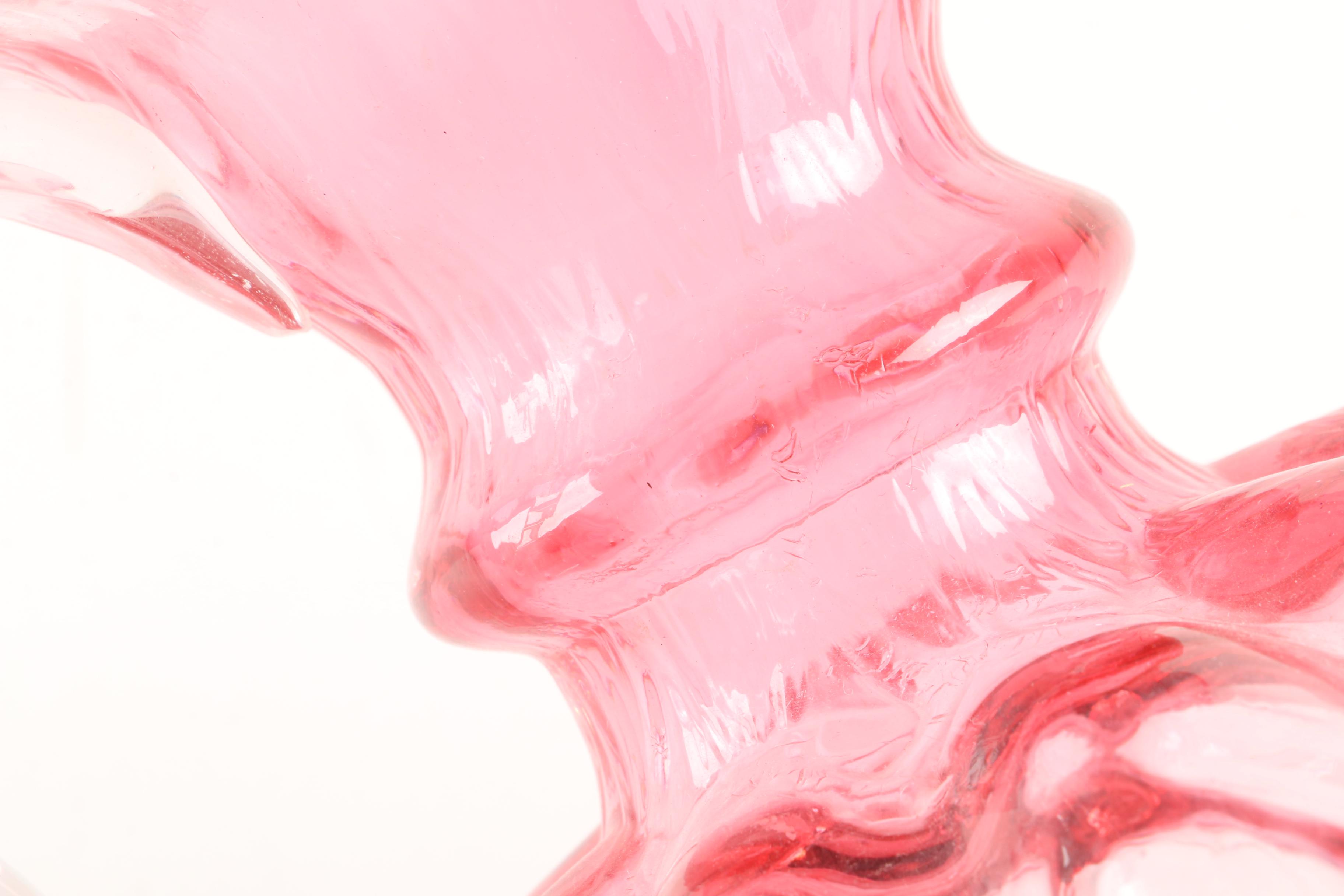 Fenton Style Pink Glass Pitcher